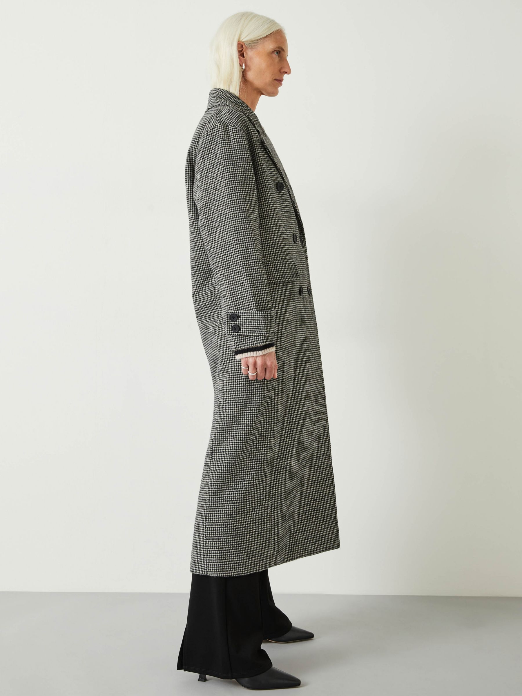 Buy HUSH Rose Double Breasted Houndstooth Coat, Black/White Online at johnlewis.com