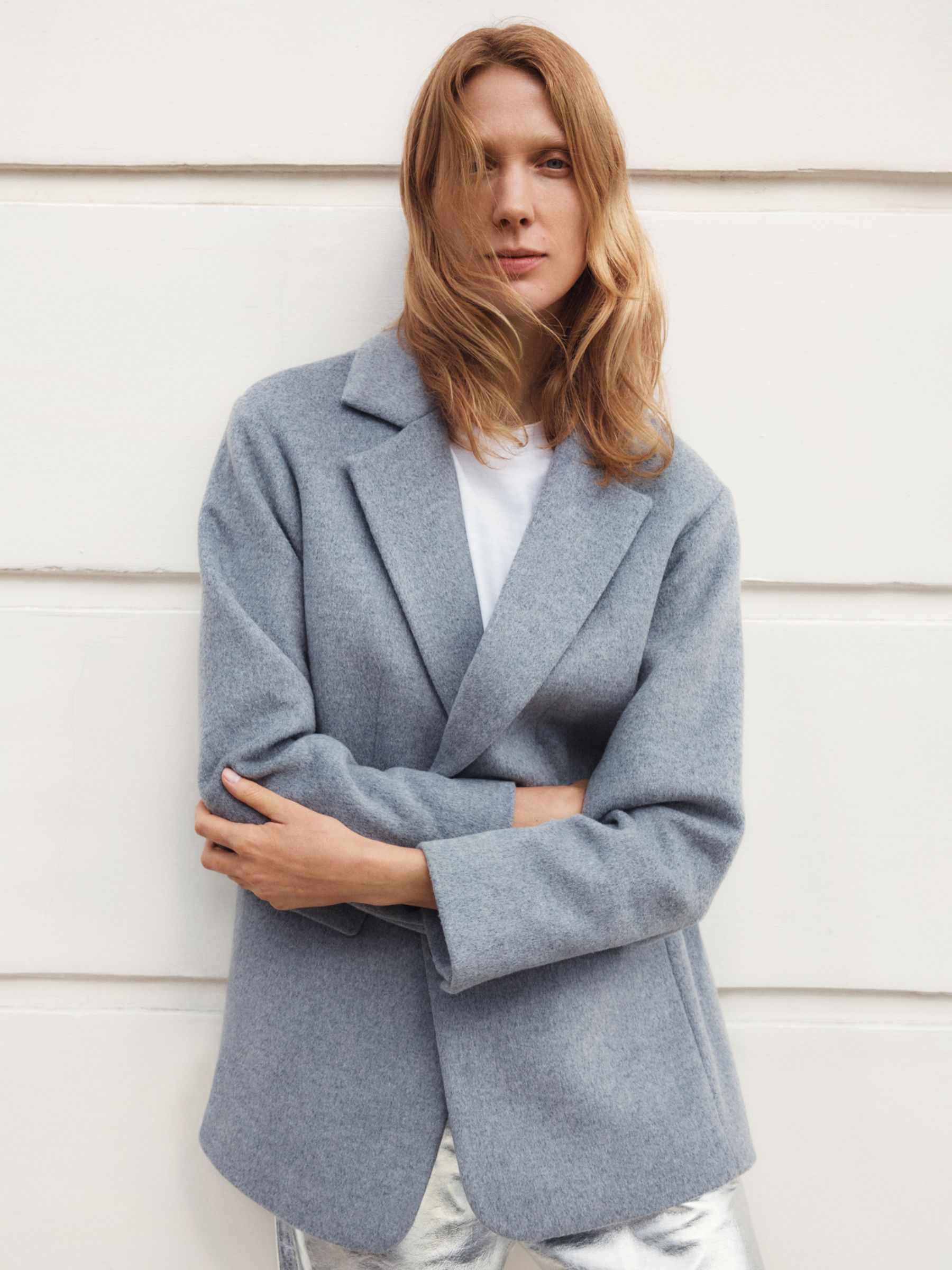 HUSH Jayde Wool Blend Blazer Coat, Grey, 10