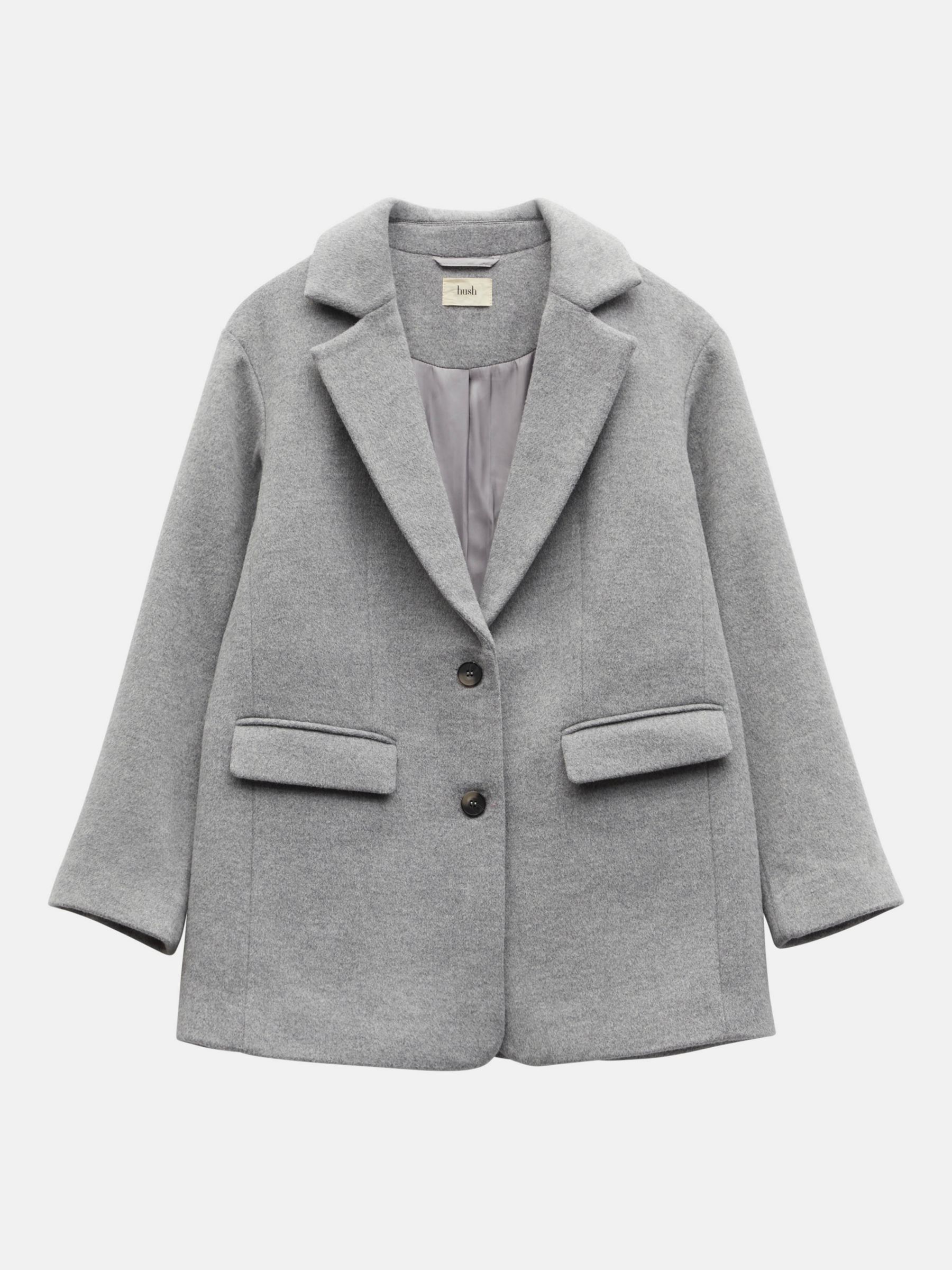HUSH Jayde Wool Blend Blazer Coat, Grey, 10