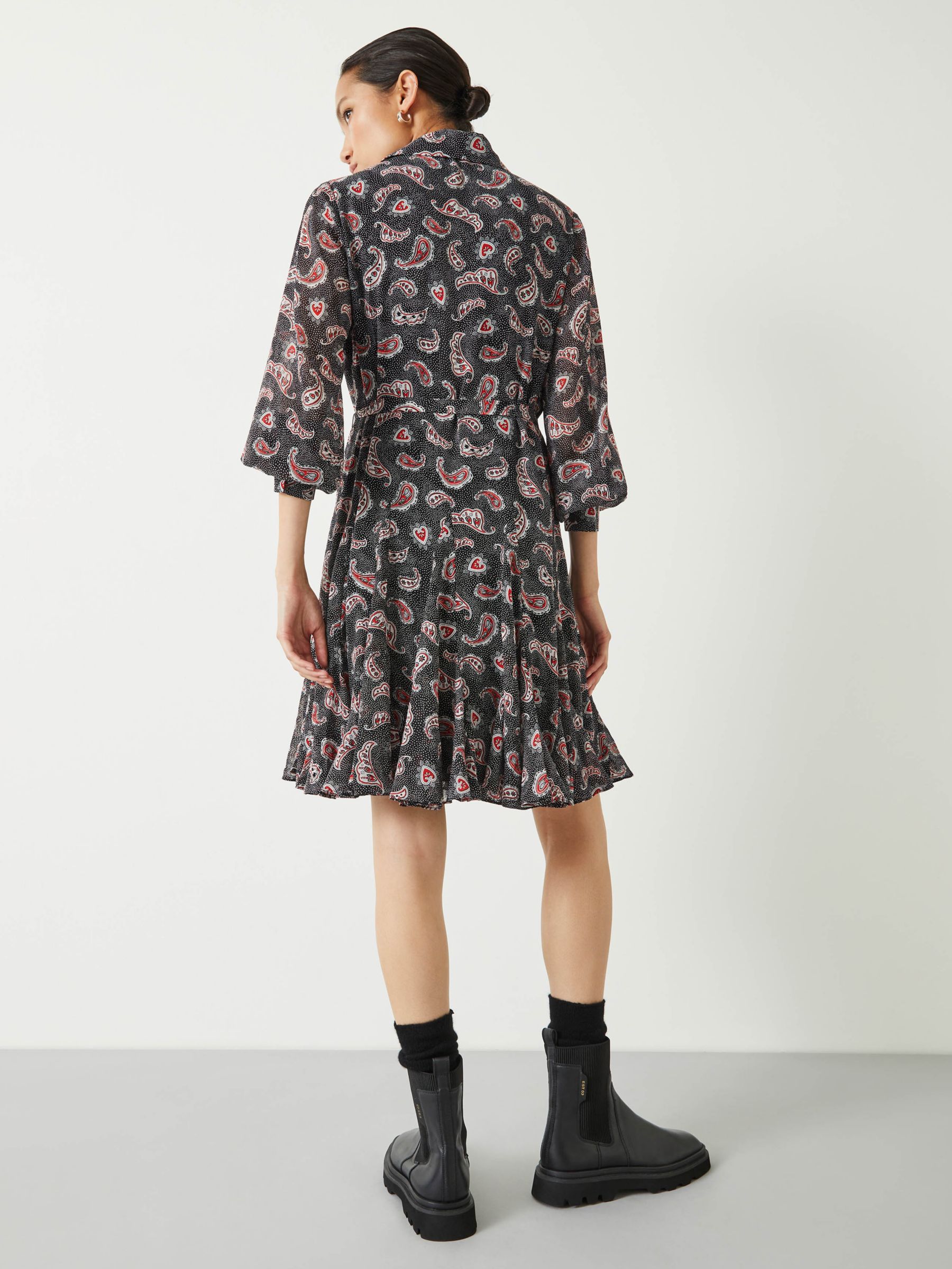 HUSH Vanessa Batik Paisley Mini Shirt Dress, Black/Multi, 4