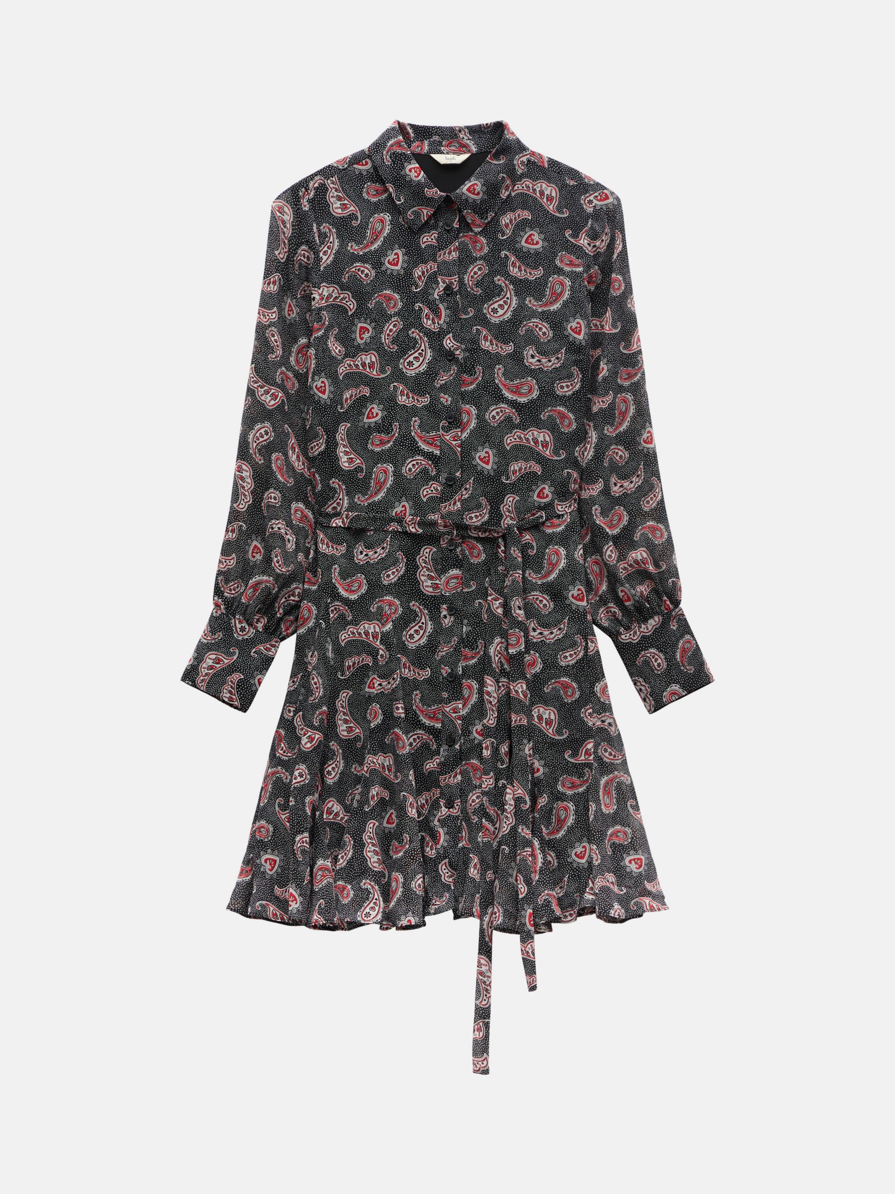 HUSH Vanessa Batik Paisley Mini Shirt Dress, Black/Multi at John Lewis ...