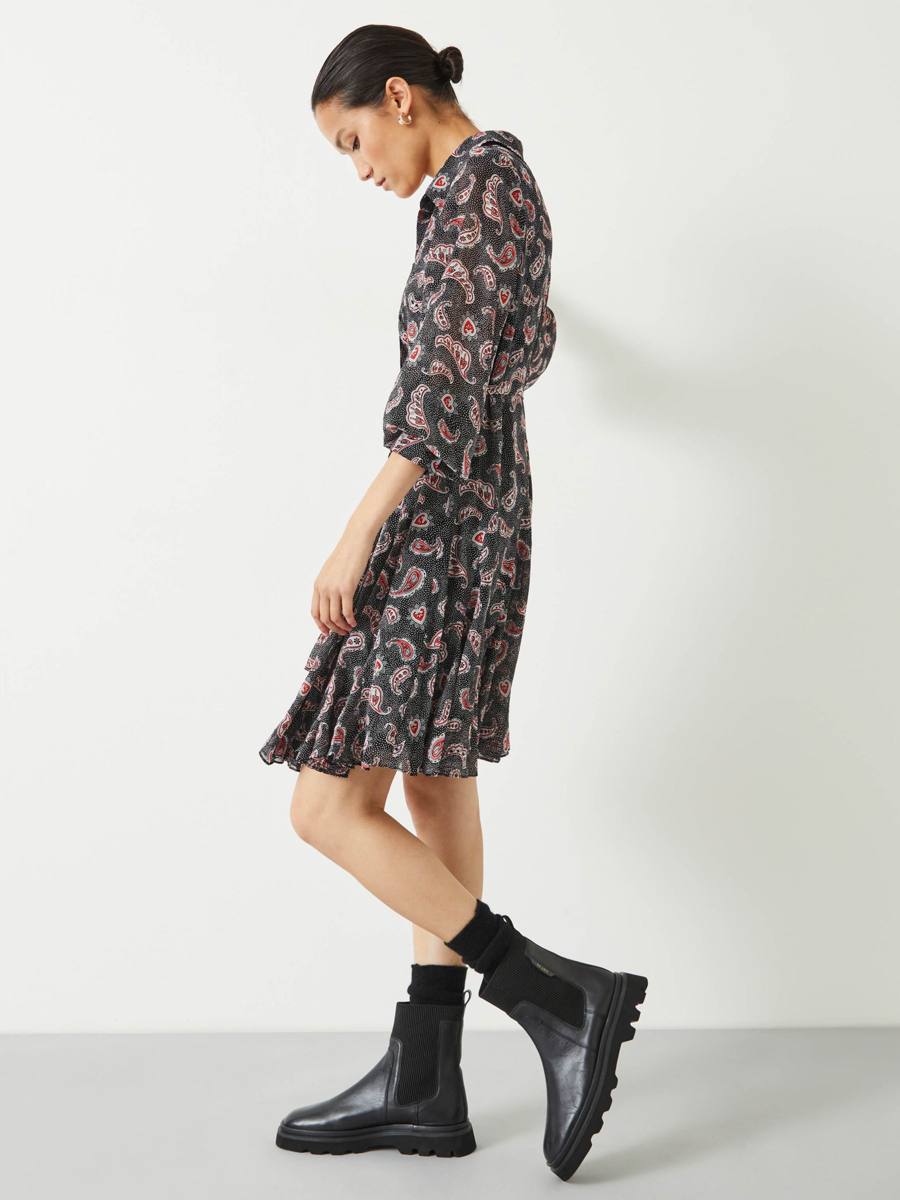 HUSH Vanessa Batik Paisley Mini Shirt Dress, Black/Multi, 4