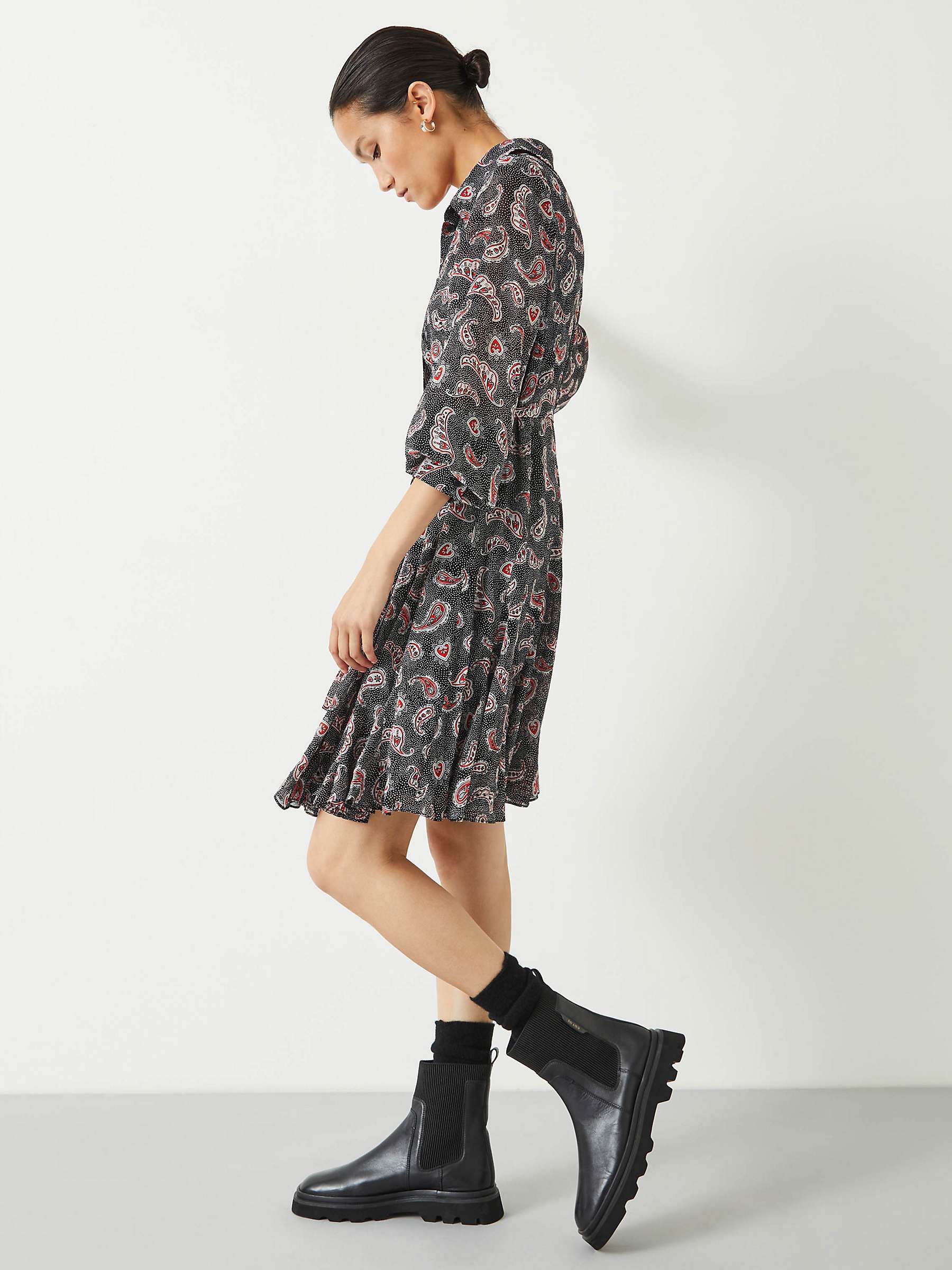 Buy HUSH Vanessa Batik Paisley Mini Shirt Dress, Black/Multi Online at johnlewis.com