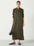 HUSH Toria Midi Shirt Dress, Forest Green