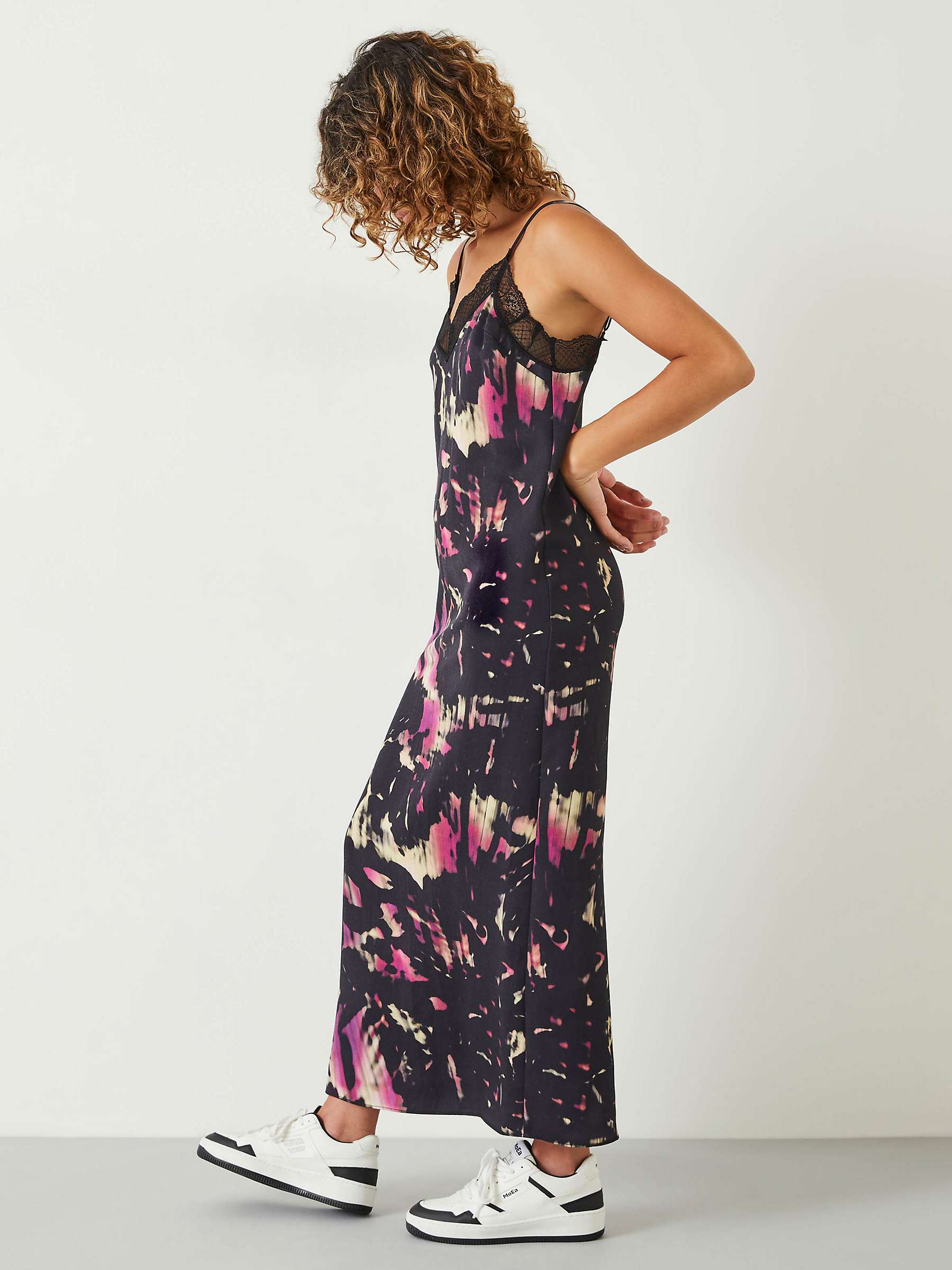 Buy HUSH Emelie Shadow Print Slip Midi Dress, Black/Multi Online at johnlewis.com