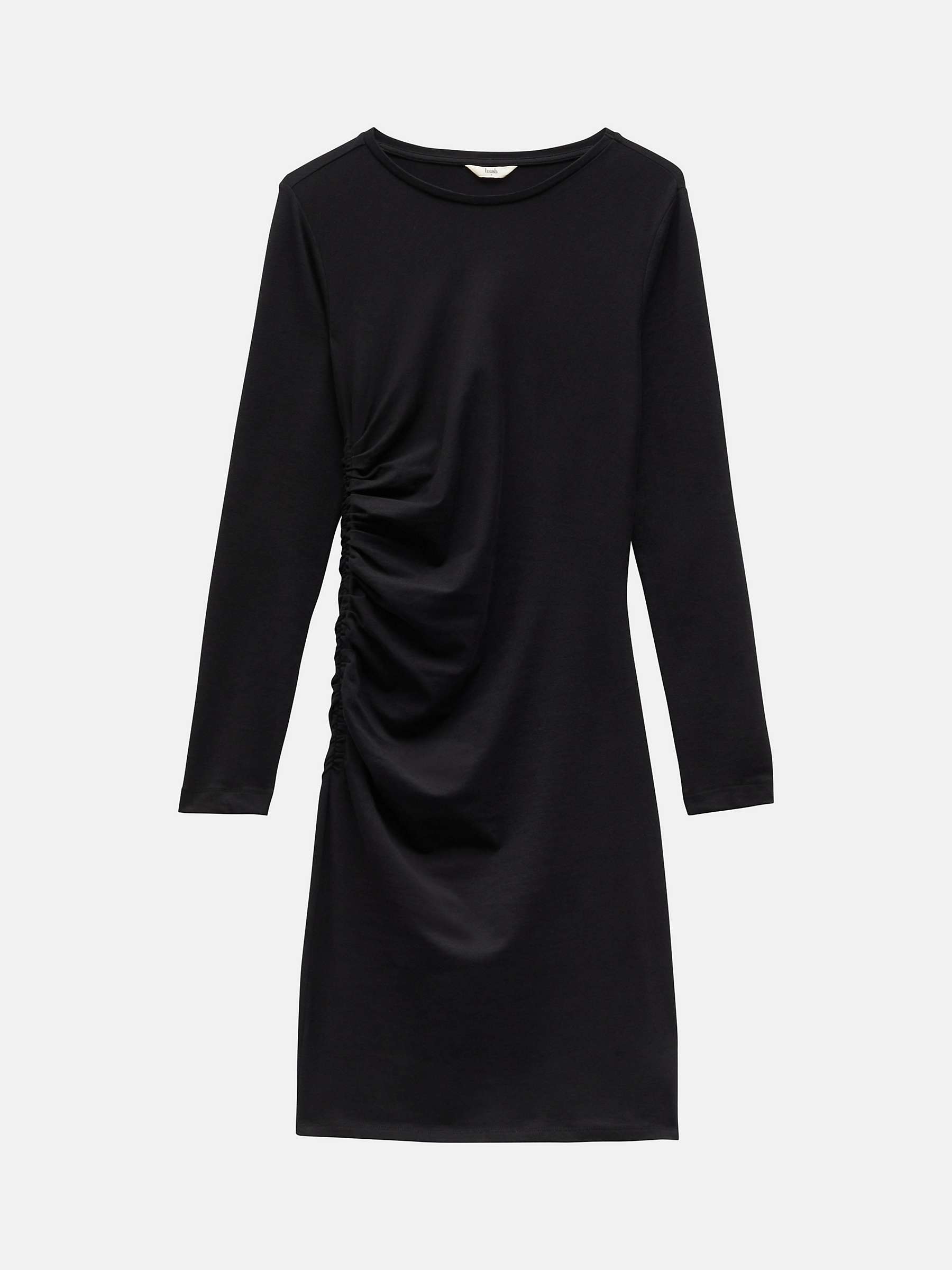 HUSH Judy Ruched Jersey Mini Dress, Black at John Lewis & Partners