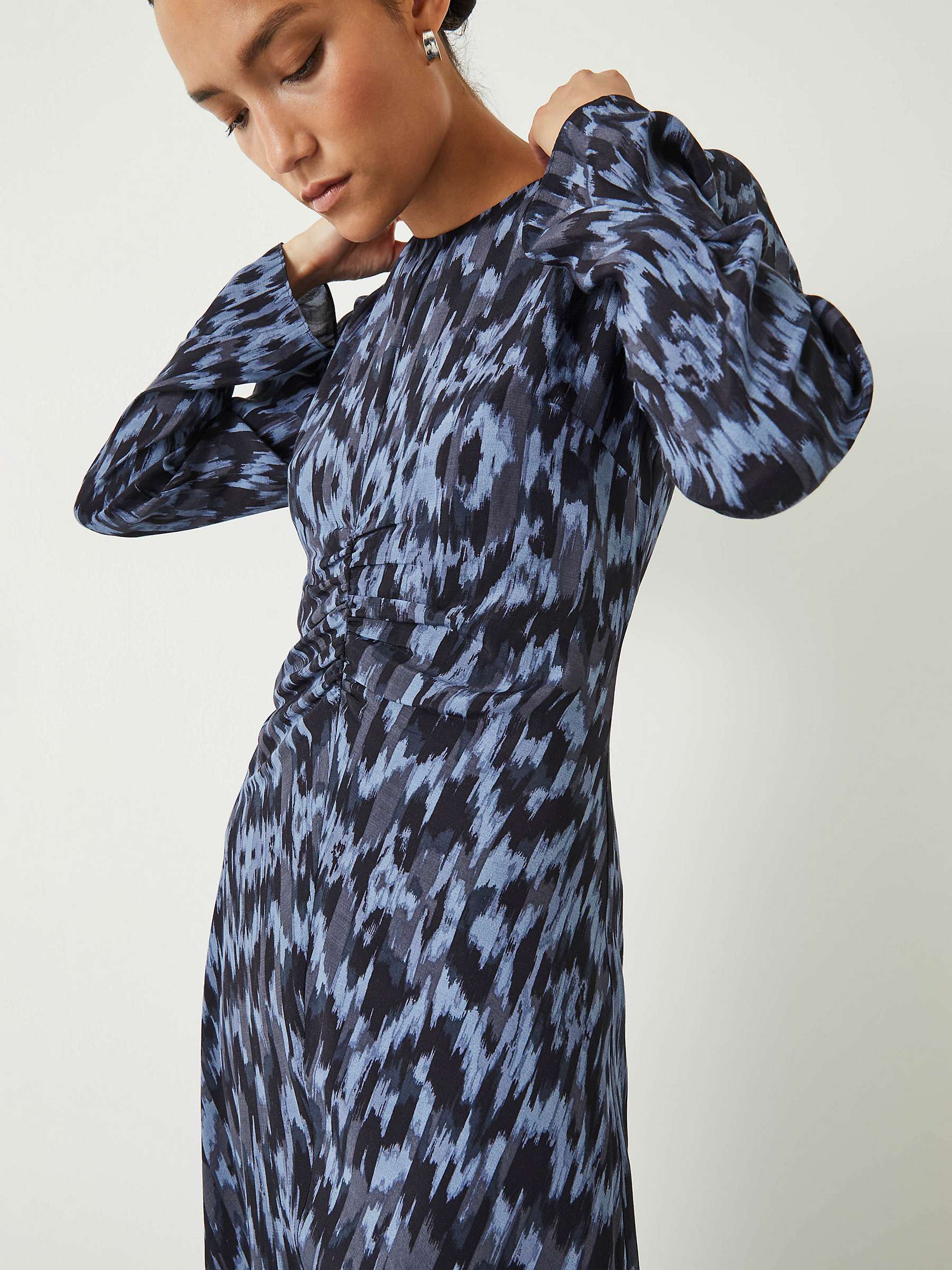 HUSH Myrah Ikat Print Midi Dress, Blue/Multi at John Lewis & Partners