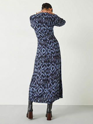 HUSH Myrah Ikat Print Midi Dress, Blue/Multi