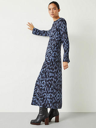 HUSH Myrah Ikat Print Midi Dress, Blue/Multi