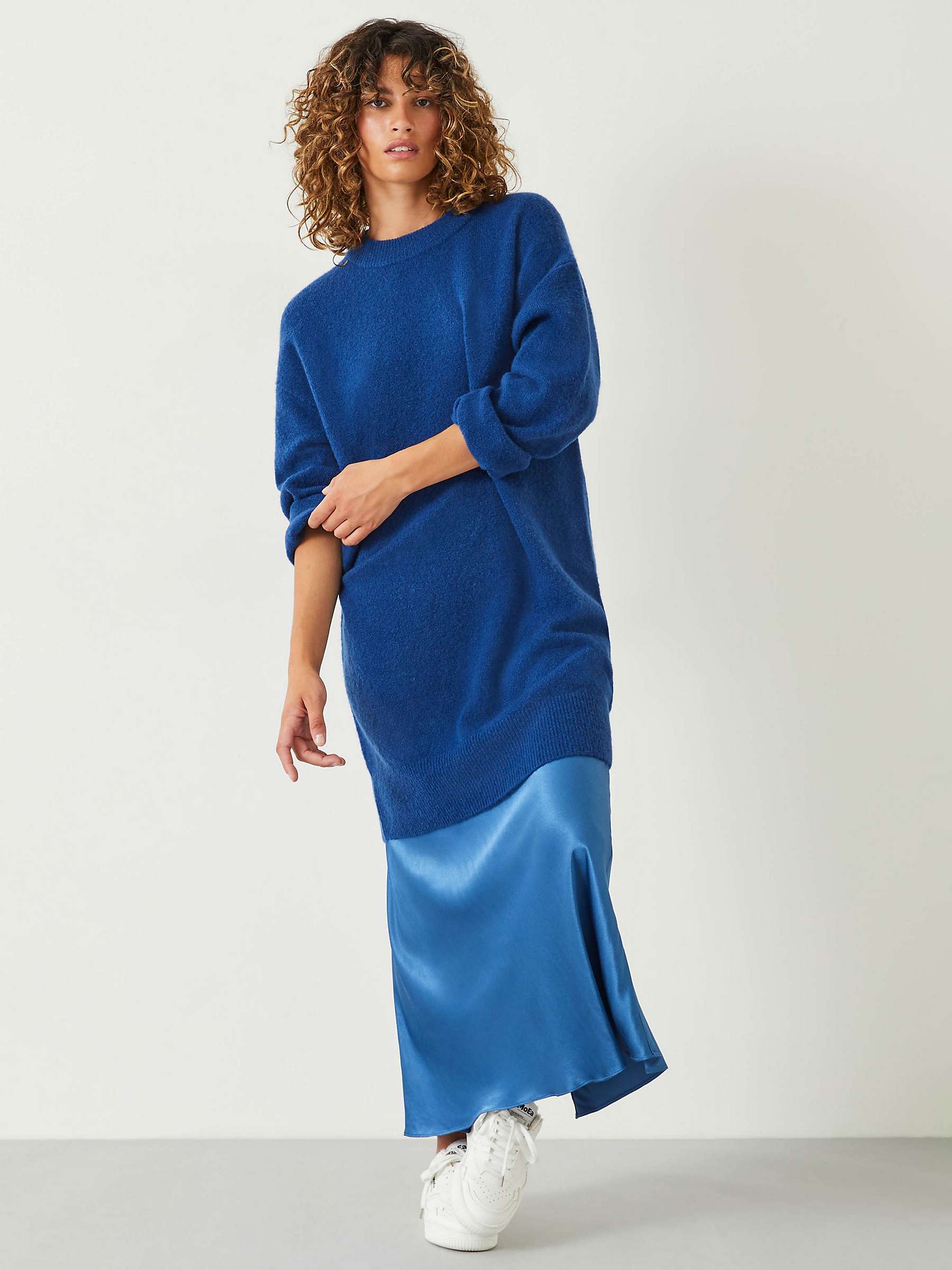 HUSH Kenley Relaxed Jumper Dress, Inky Blue at John Lewis & Partners