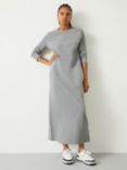 HUSH Mel Fine Rib Jersey Maxi Dress, Mid Grey Marl
