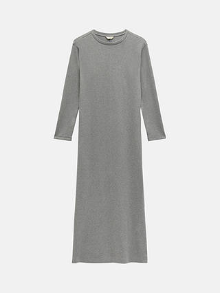 HUSH Mel Fine Rib Jersey Maxi Dress, Mid Grey Marl