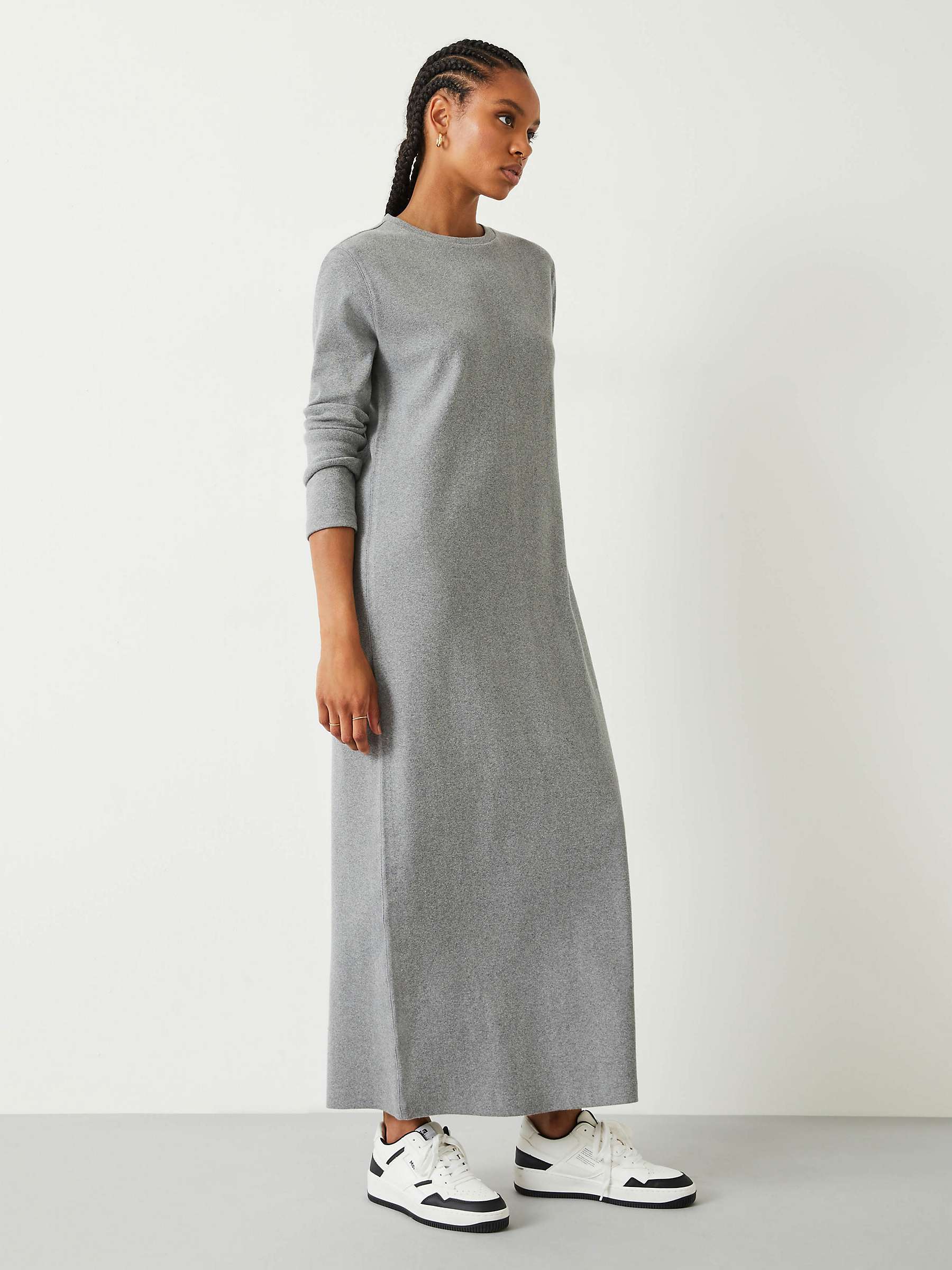Buy HUSH Mel Fine Rib Jersey Maxi Dress, Mid Grey Marl Online at johnlewis.com