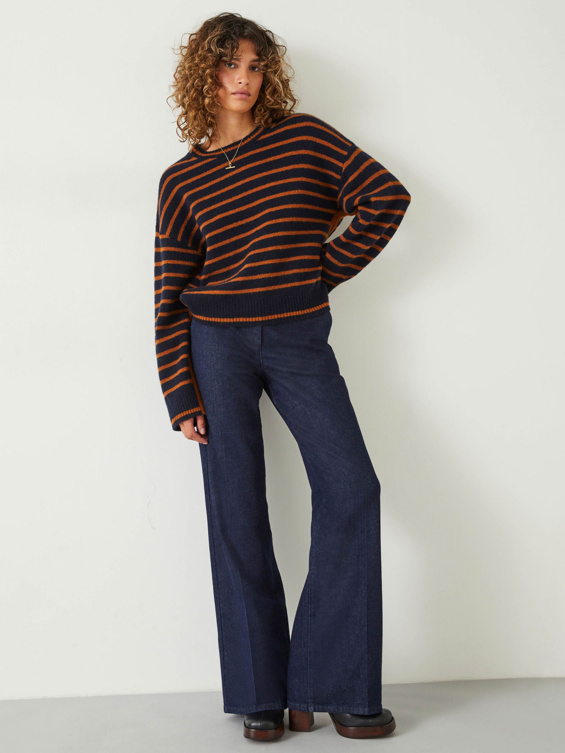 HUSH Viola Clean Look Wide Leg Jeans, Dark Indigo at John Lewis & Partners