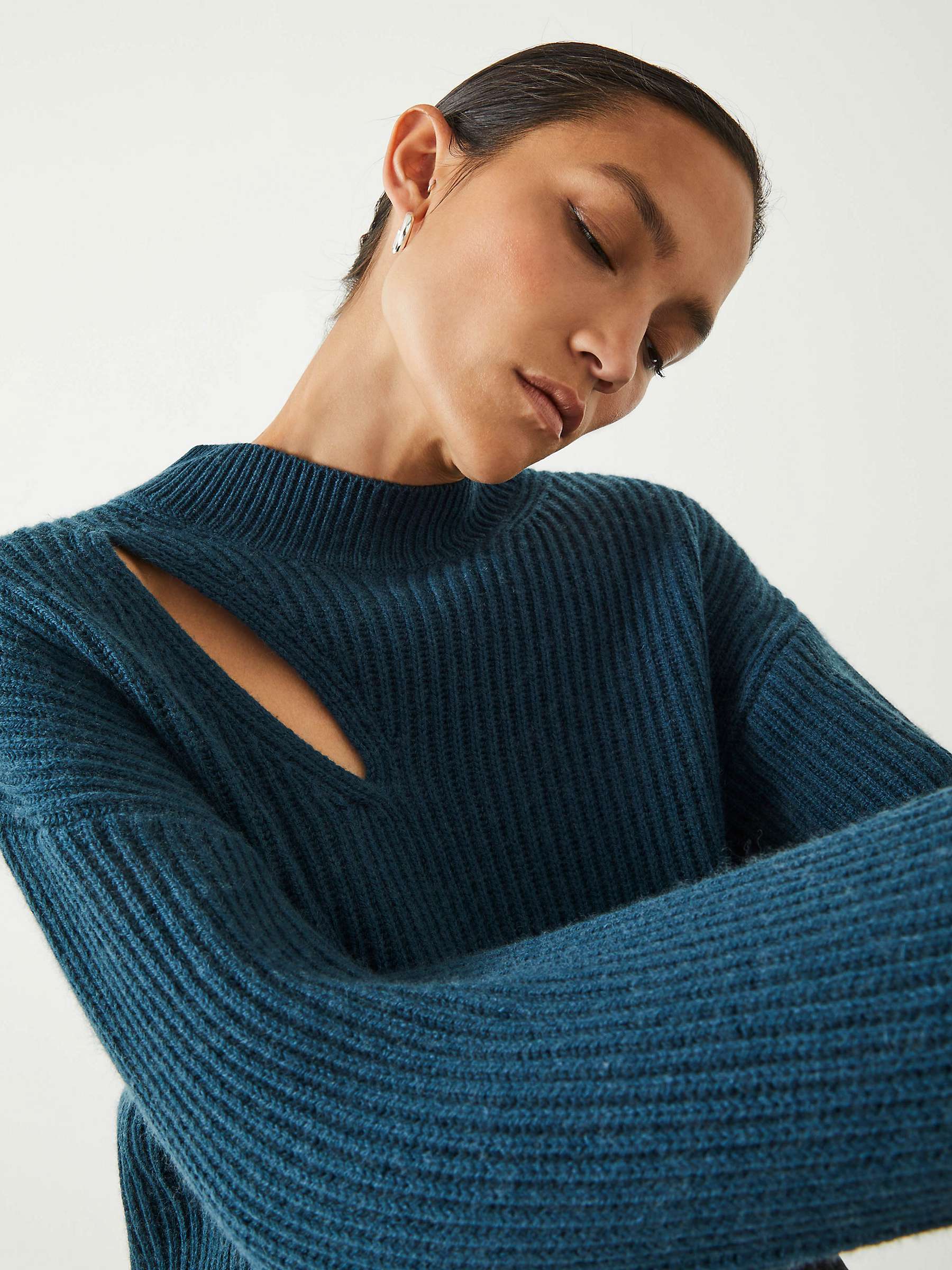 Buy HUSH Shelby Cut Out Detail Rib Knit Jumper, Deep Teal Online at johnlewis.com