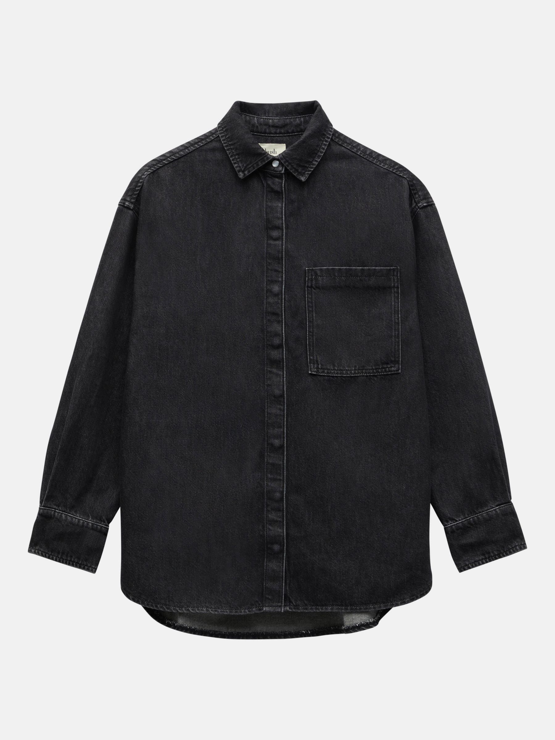 Buy HUSH Daya Denim Shirt, Washed Black Online at johnlewis.com