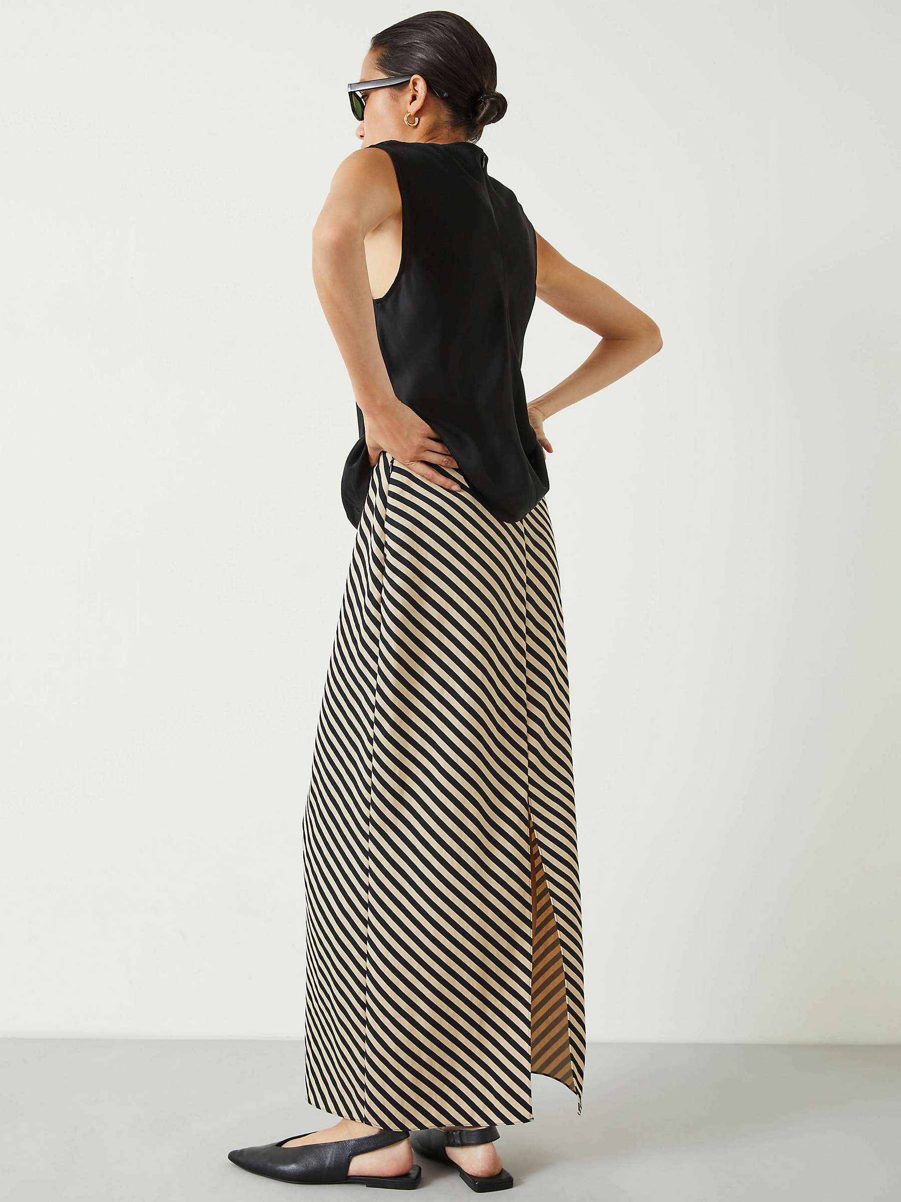 Buy Reema Diagonal Stripe Split Maxi Skirt, Black/Cream Online at johnlewis.com