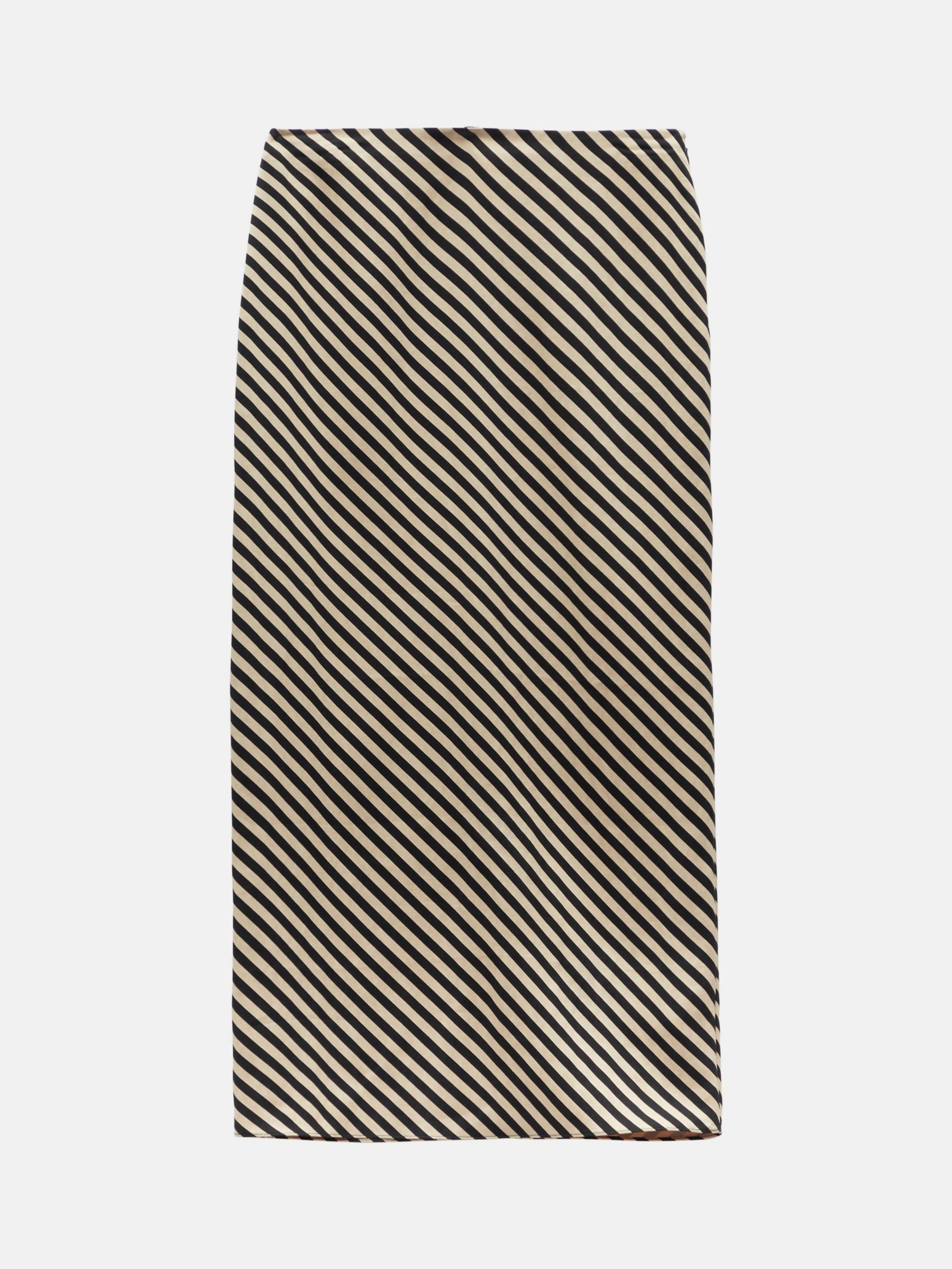 Reema Diagonal Stripe Split Maxi Skirt, Black/Cream, 10