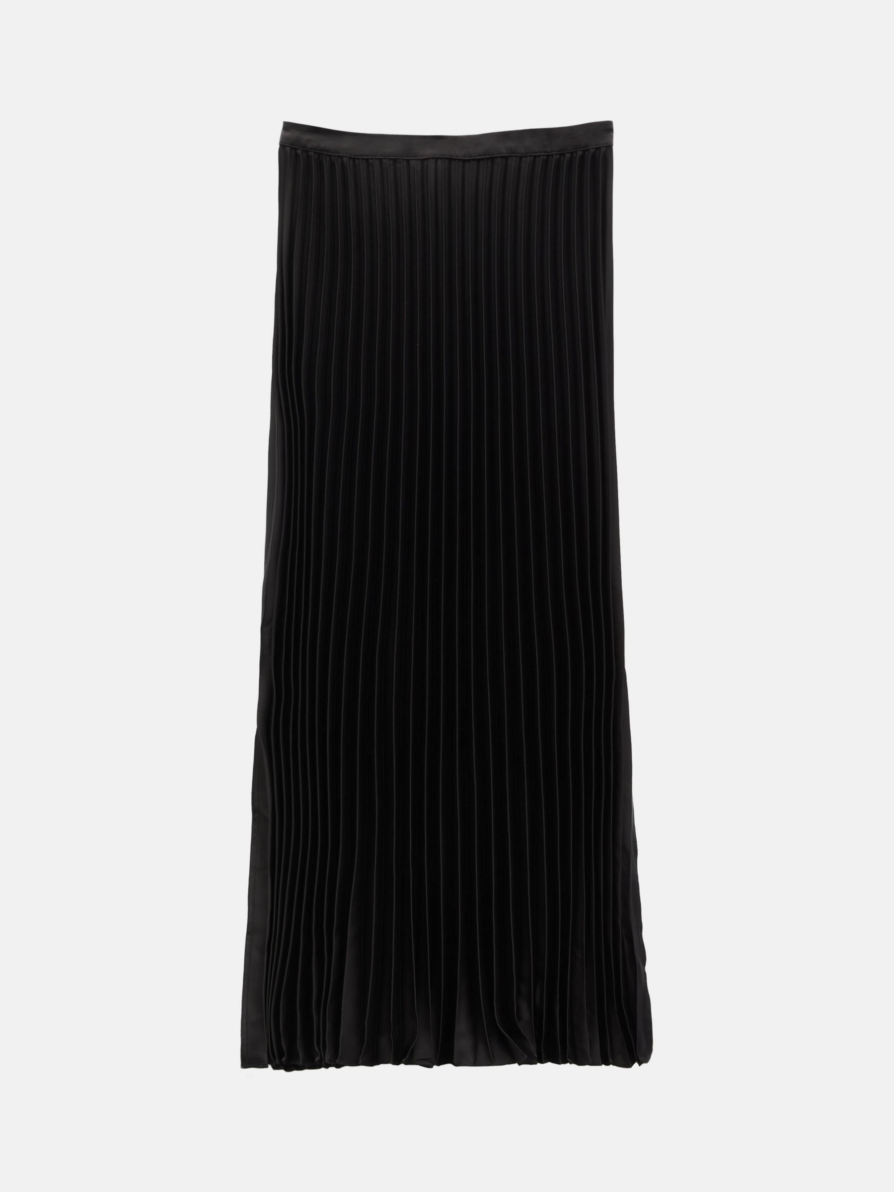 Buy HUSH Pleated Satin Maxi Skirt, Black Online at johnlewis.com