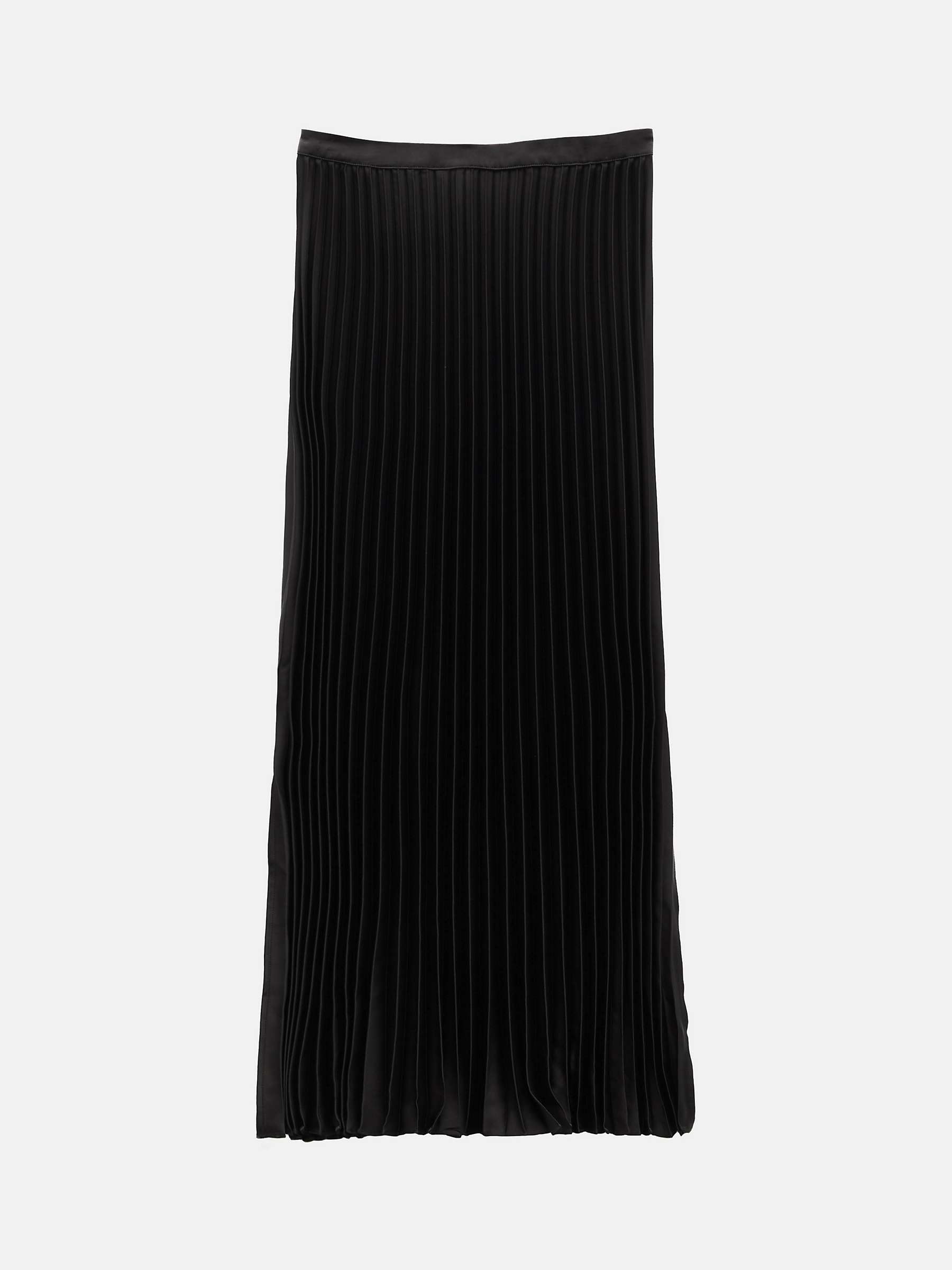 Buy HUSH Pleated Satin Maxi Skirt, Black Online at johnlewis.com