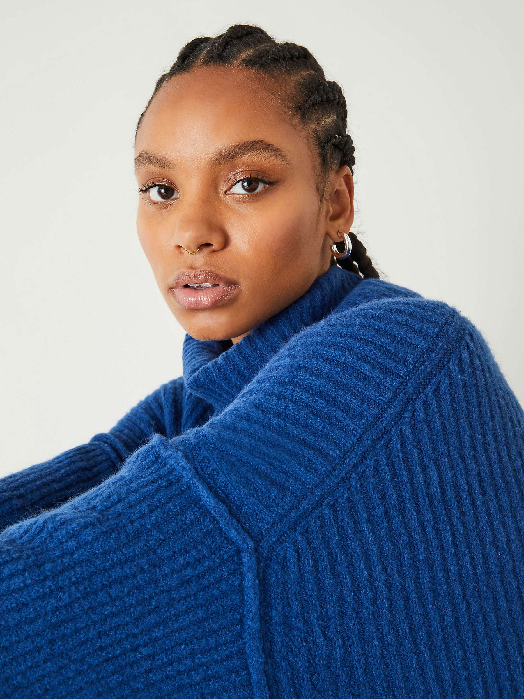 Buy HUSH Keily Chunky Rib Roll Neck Jumper, Inky Blue Online at johnlewis.com