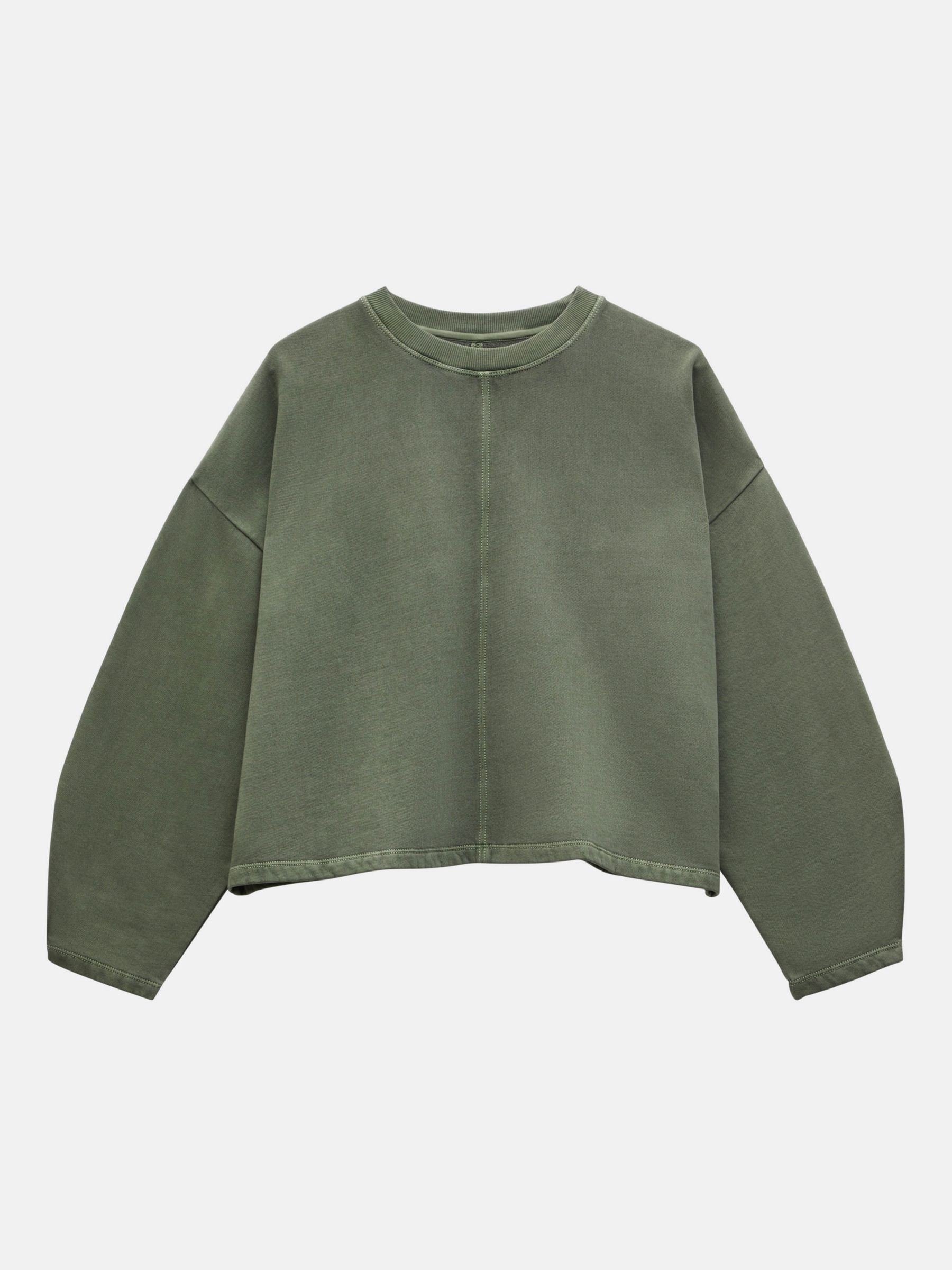 HUSH Amara Seam Detail Sweatshirt, Dark Khaki at John Lewis & Partners