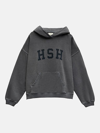 HUSH Graphic Oversized Hoodie, Mid Grey