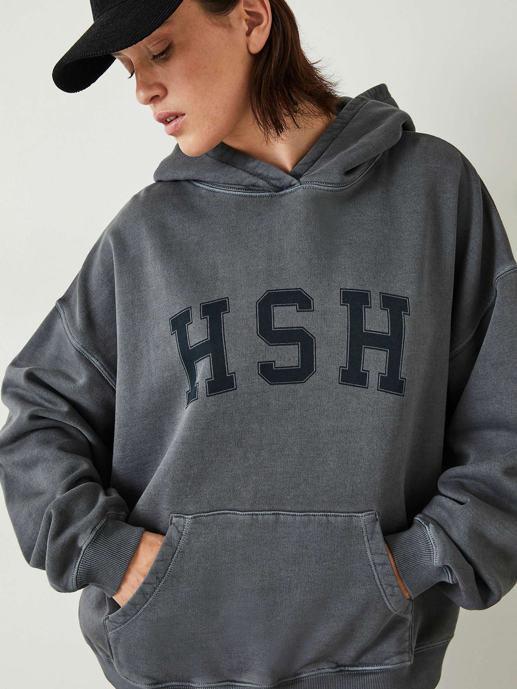 Buy HUSH Graphic Oversized Hoodie, Mid Grey Online at johnlewis.com