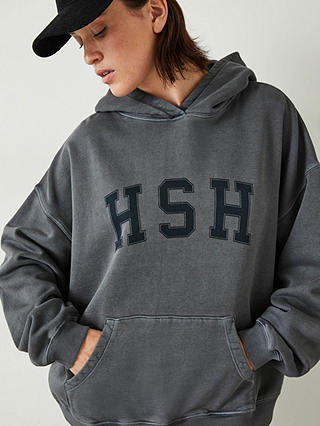 HUSH Graphic Oversized Hoodie, Mid Grey