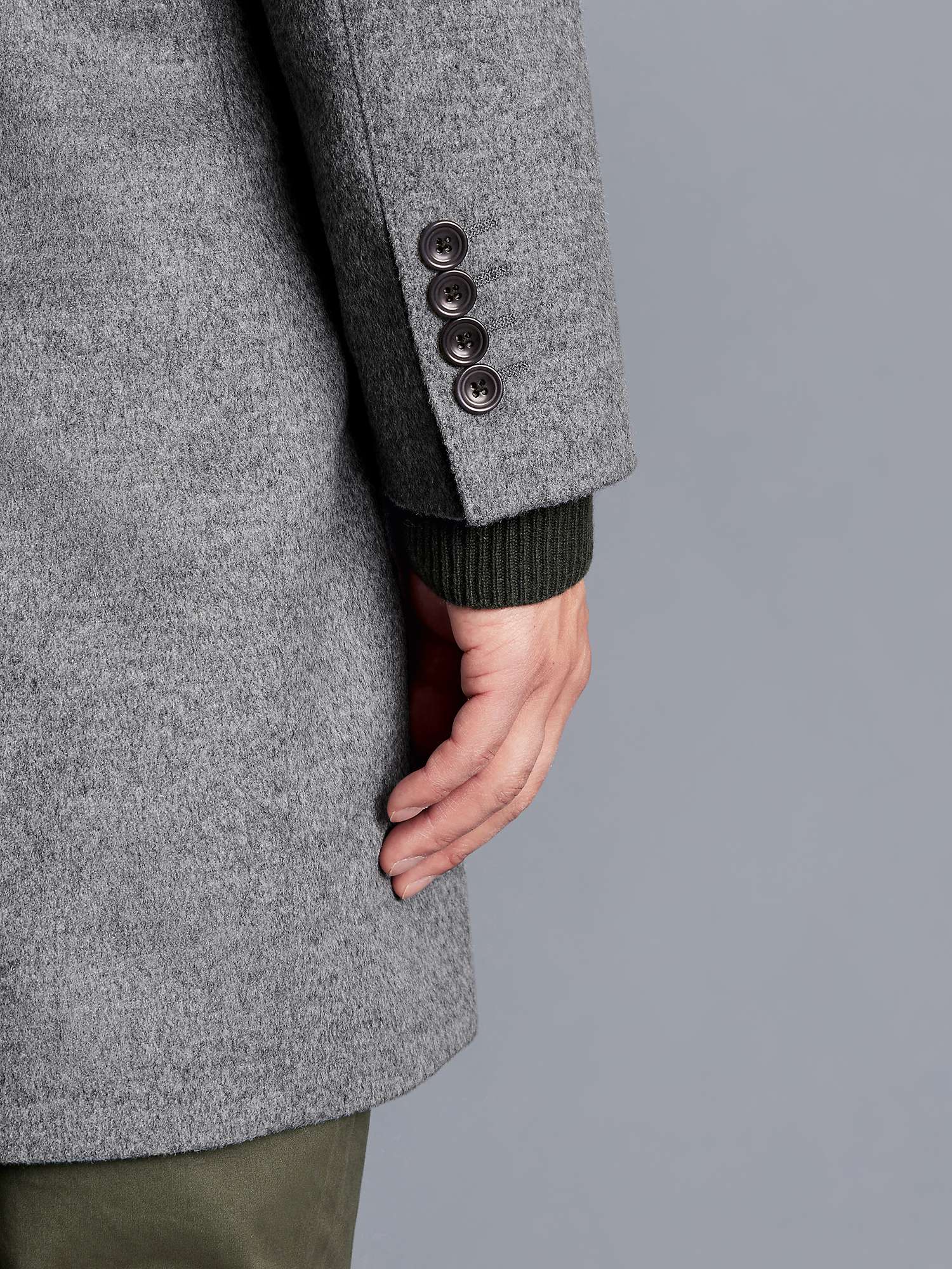 Charles Tyrwhitt Pure Wool Overcoat, Light Grey at John Lewis & Partners