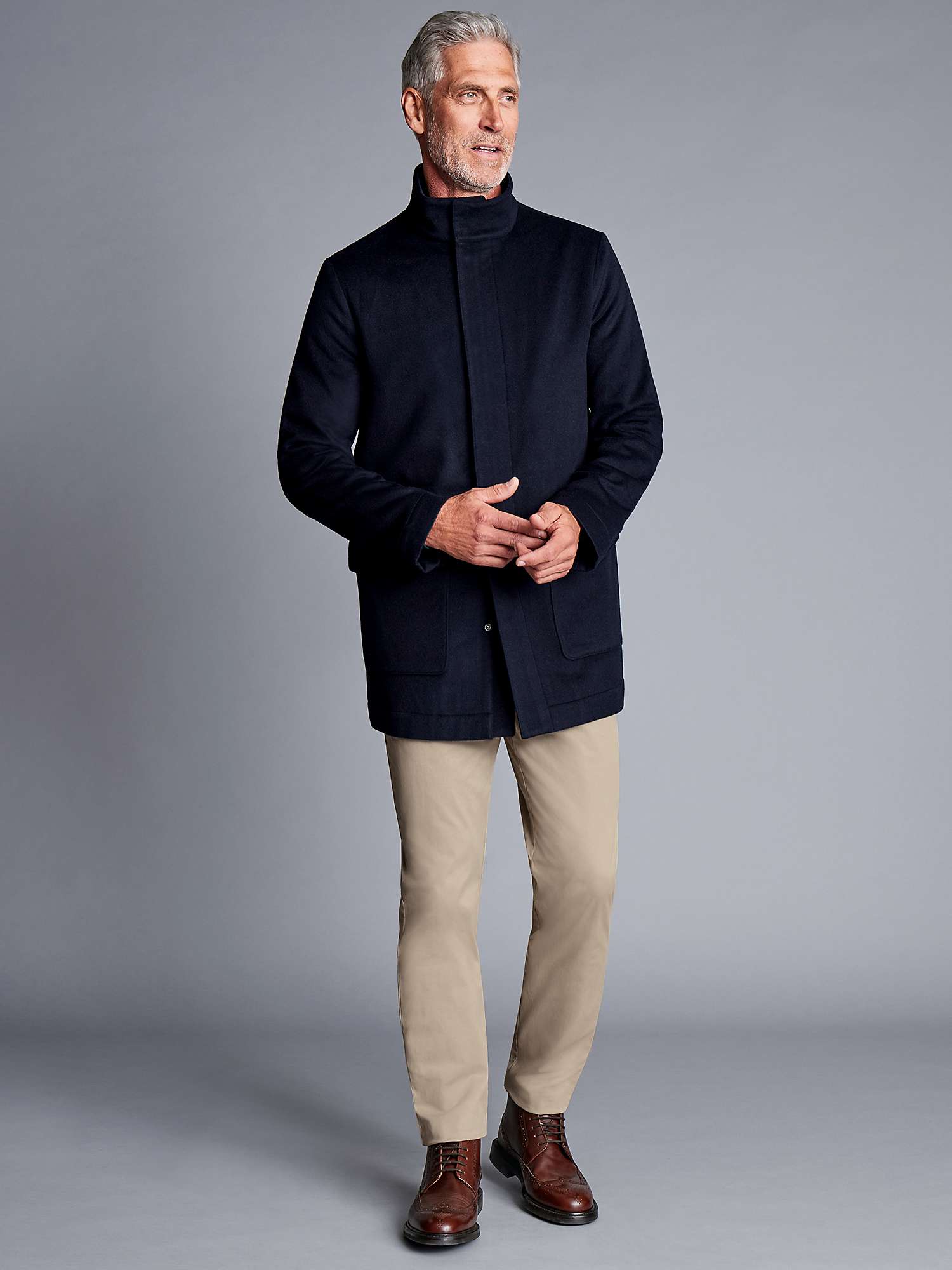Buy Charles Tyrwhitt Wool Car Coat, Navy Online at johnlewis.com