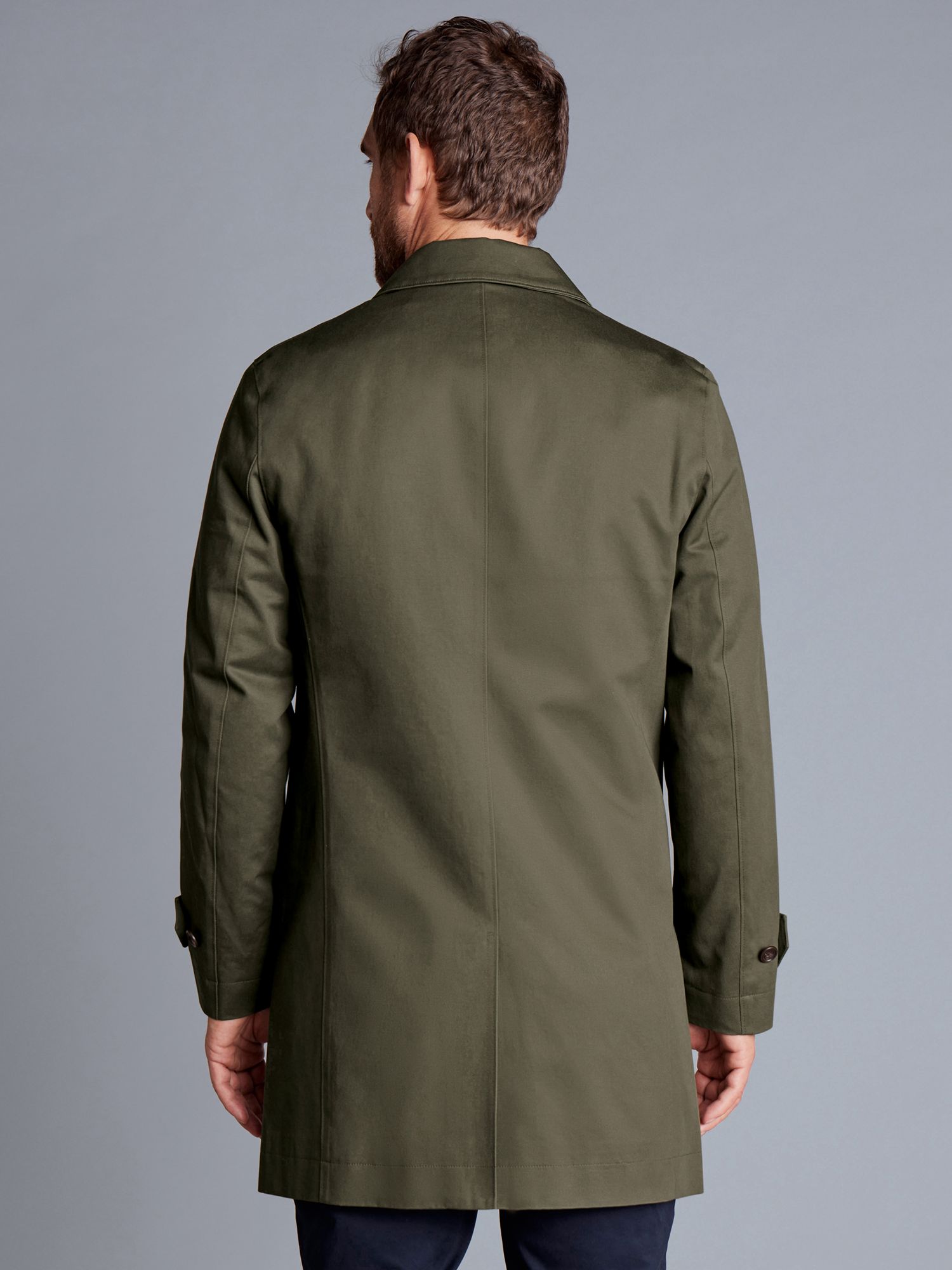 Charles Tyrwhitt Classic Showerproof Raincoat, Dark Olive, 36R