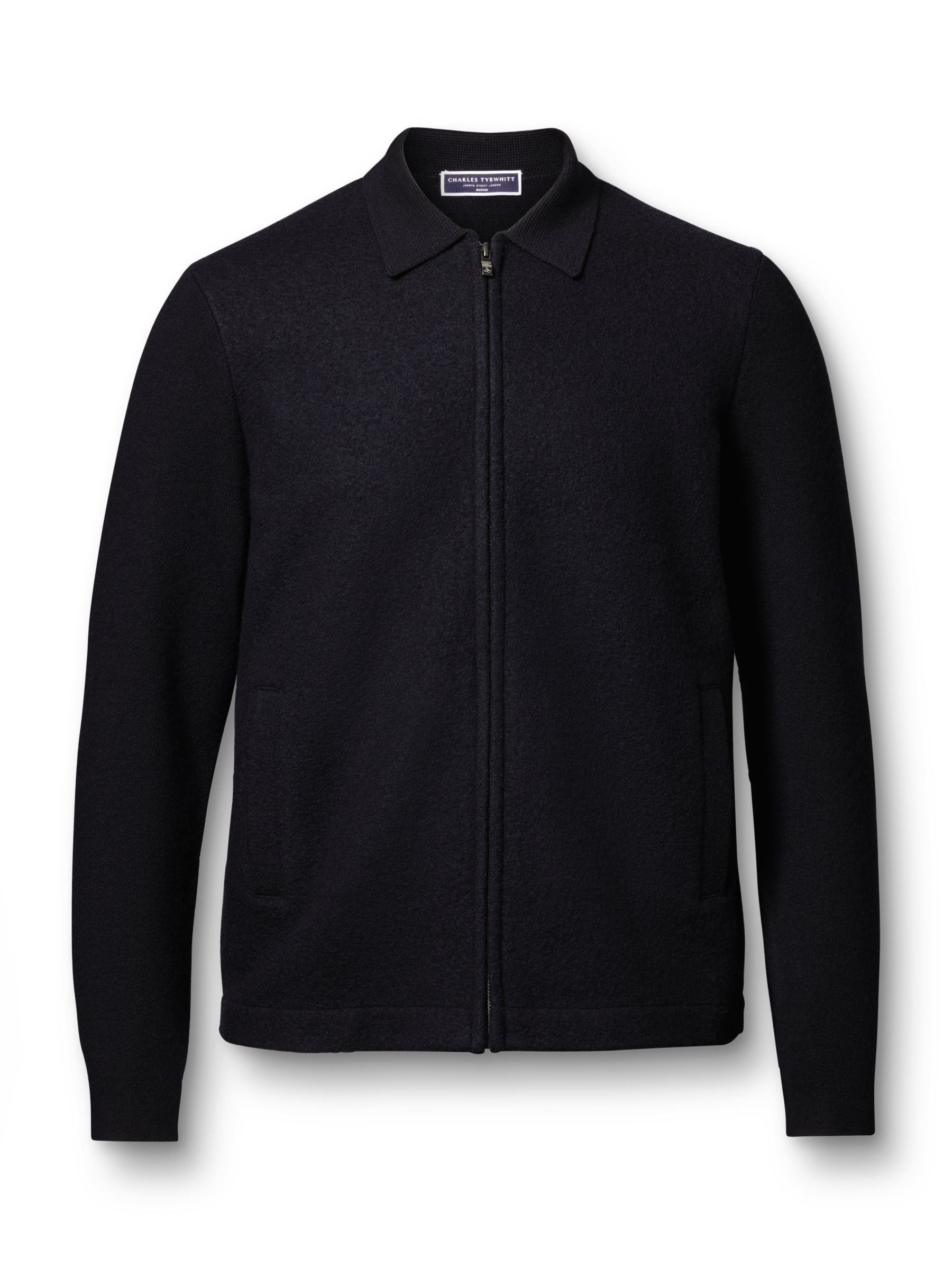 Buy Charles Tyrwhitt Brushed Merino Wool Zip Jacket, Dark Navy Online at johnlewis.com