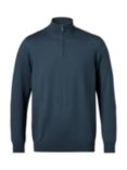 Charles Tyrwhitt Pure Merino Wool Zip Neck Jumper, Petrol Blue