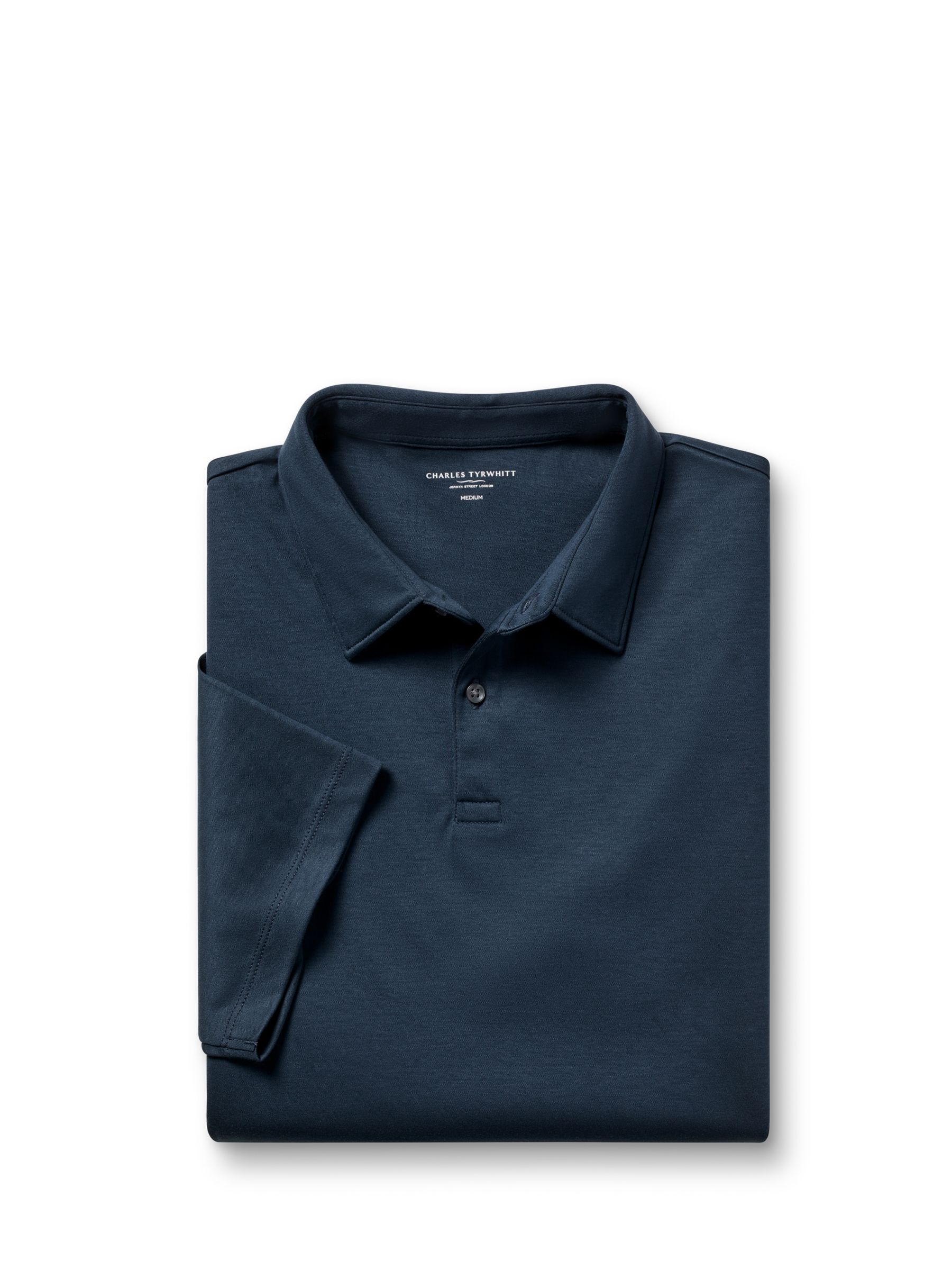 Charles Tyrwhitt Short Sleeve Jersey Polo Shirt, Petrol Blue, S