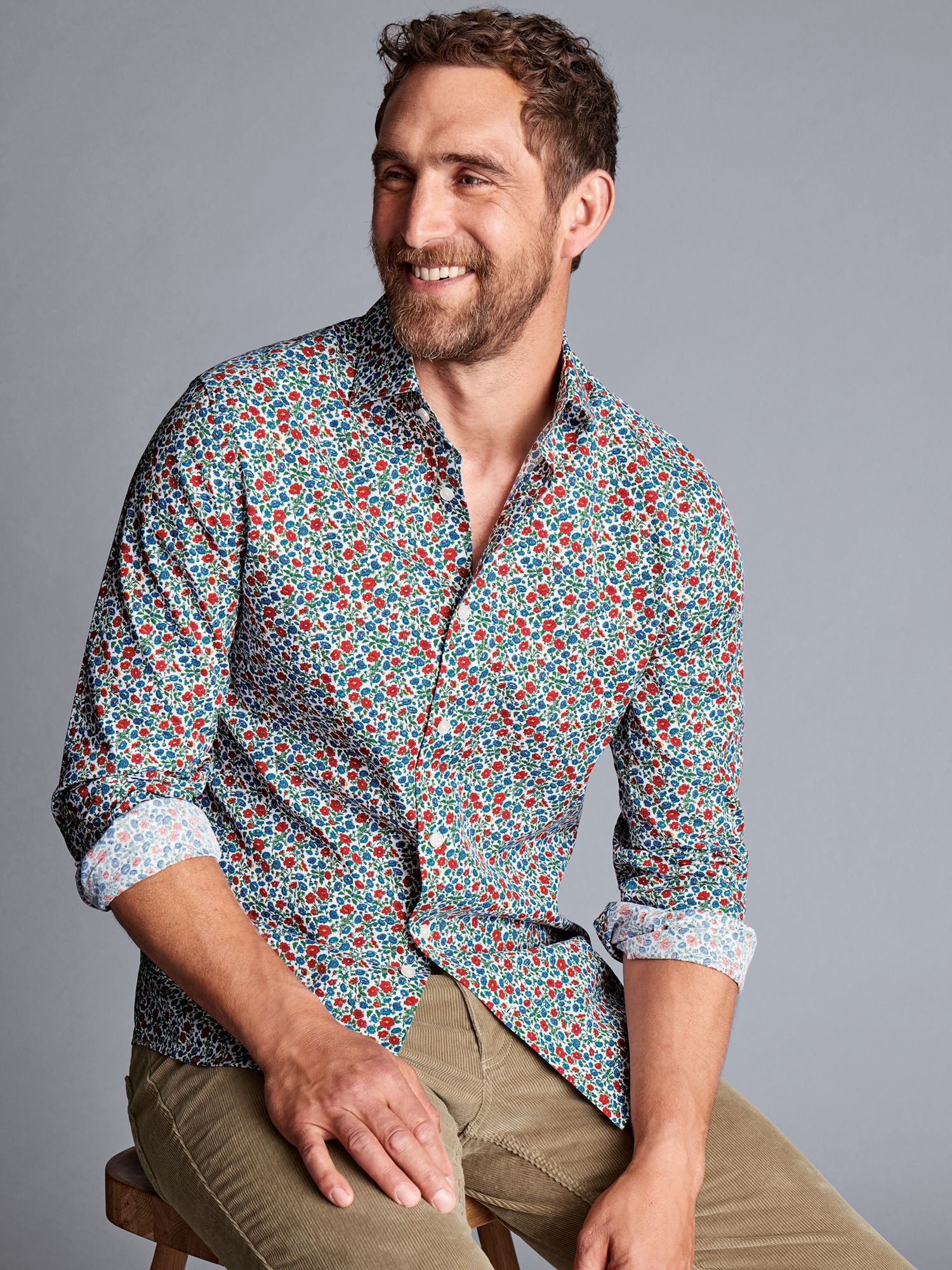 Charles Tyrwhitt Liberty Floral Print Classic Fit Shirt, Multi/Red at ...