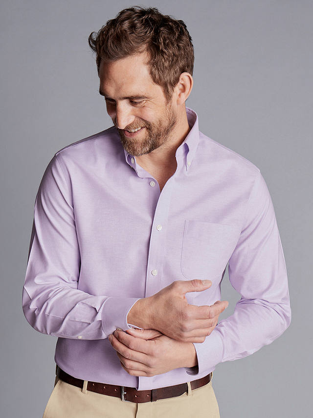 Charles Tyrwhitt Non Iron Oxford Stretch Shirt, Lavender Purple