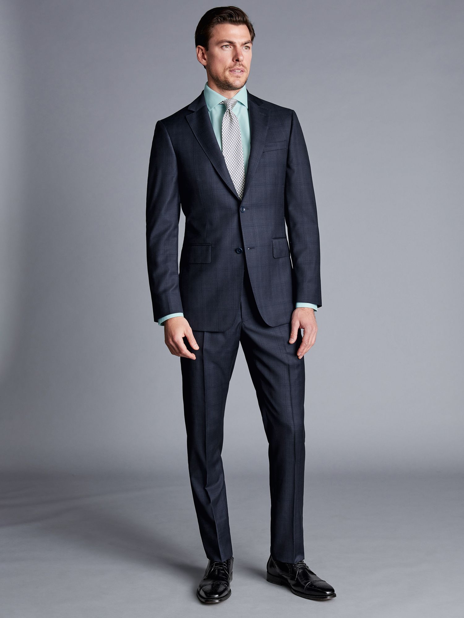 Charles Tyrwhitt Check Slim Fit Ultimate Performance Suit Jacket, Navy ...