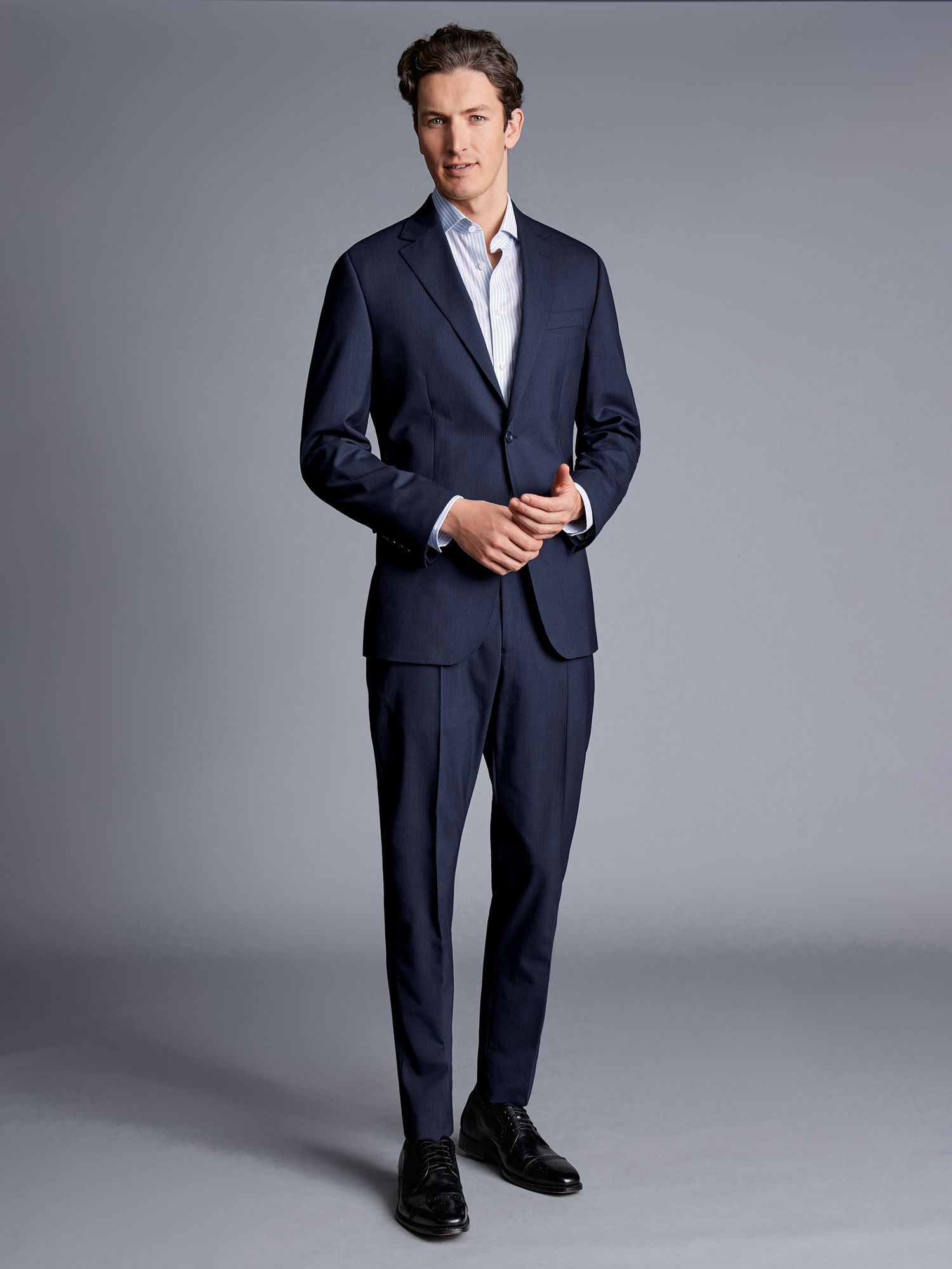 Charles Tyrwhitt Classic Stripe Suit Jacket, Navy at John Lewis & Partners