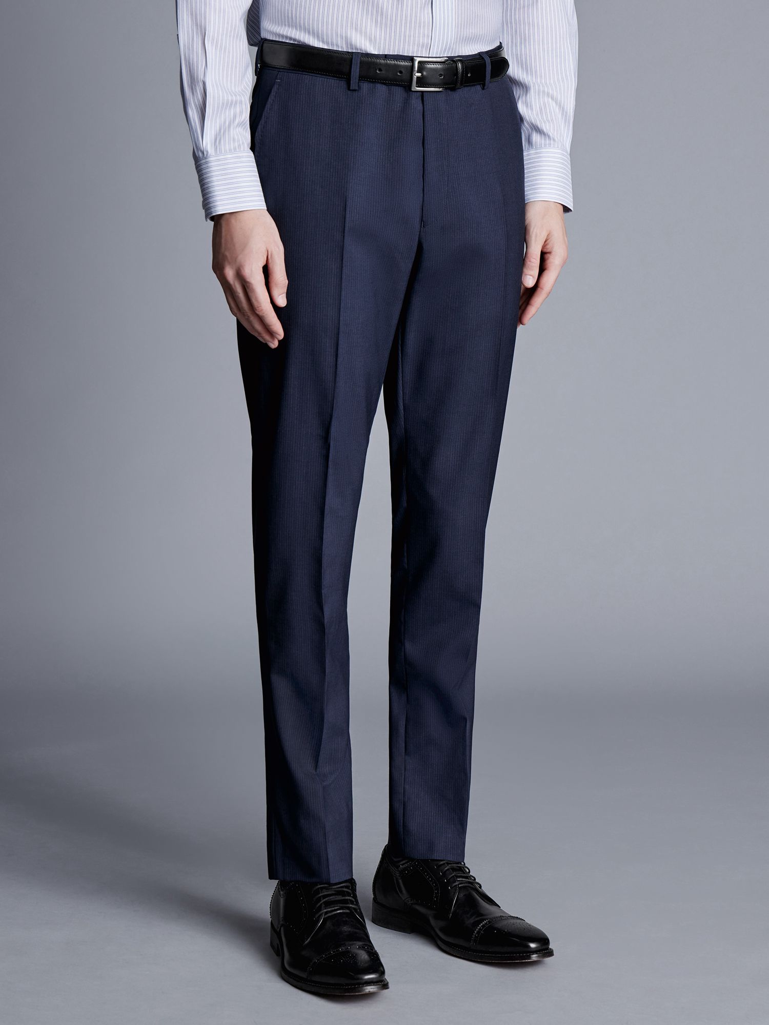 Charles Tyrwhitt Slim Fit Stripe Suit Trousers, Navy at John Lewis ...
