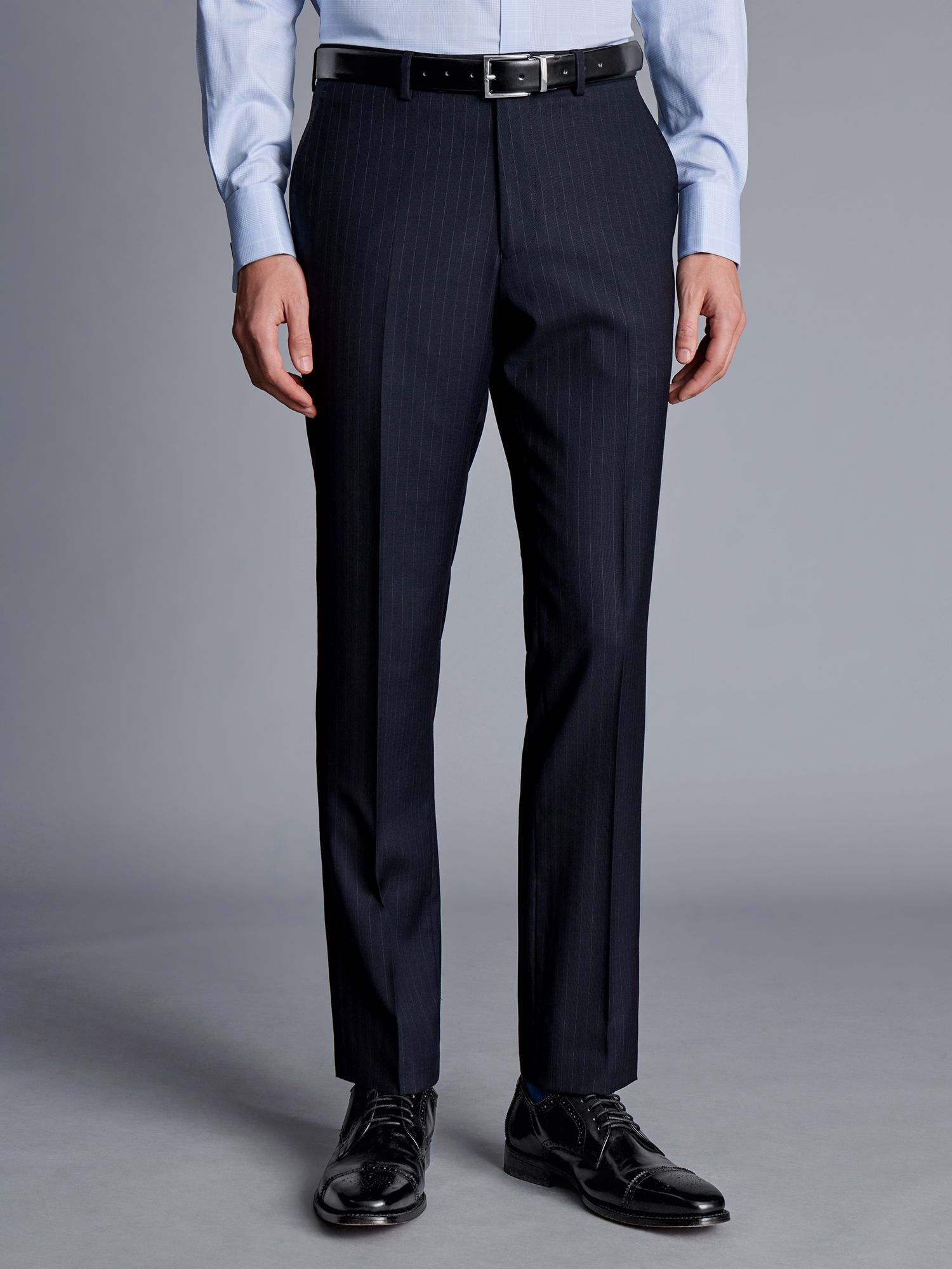Charles Tyrwhitt Stripe Slim Fit Ultimate Performance Suit Trousers, Navy
