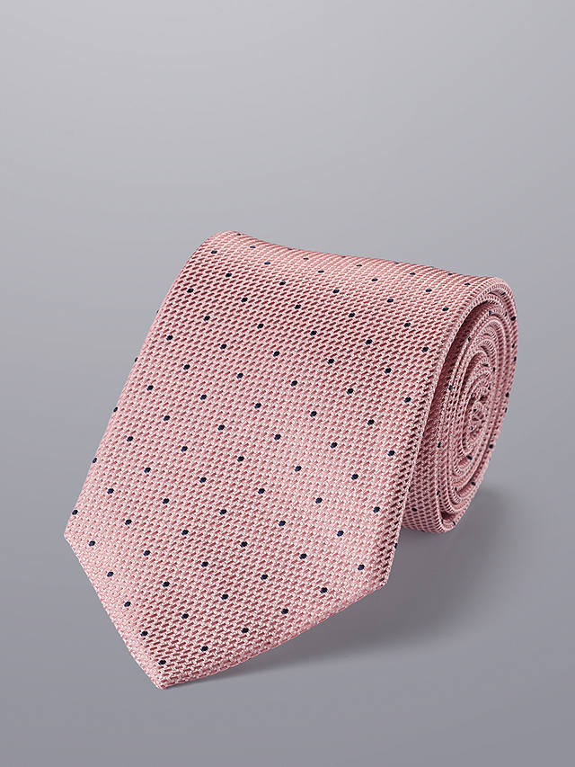 Charles Tyrwhitt Spot Print Stain Resistant Silk Tie, Pink/Navy