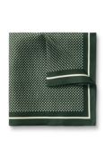 Charles Tyrwhitt Spot Silk Pocket Square, Dark Green/Ivory