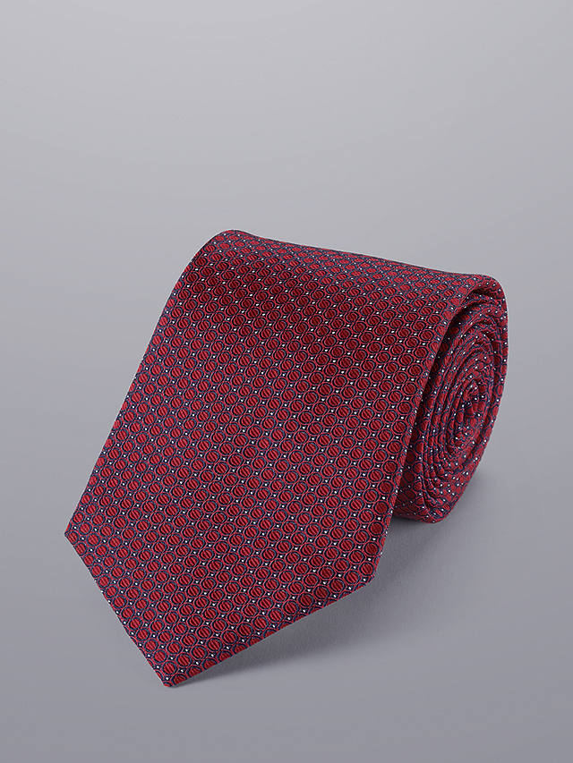 Charles Tyrwhitt Stain Resistant Textured Silk Tie, Red/Multi