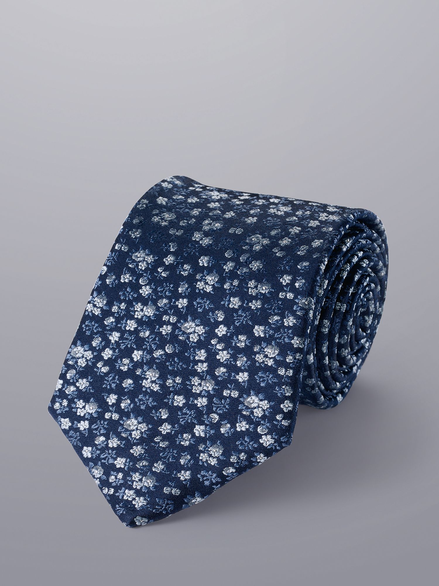 Charles Tyrwhitt Floral Print Silk Tie, French Blue