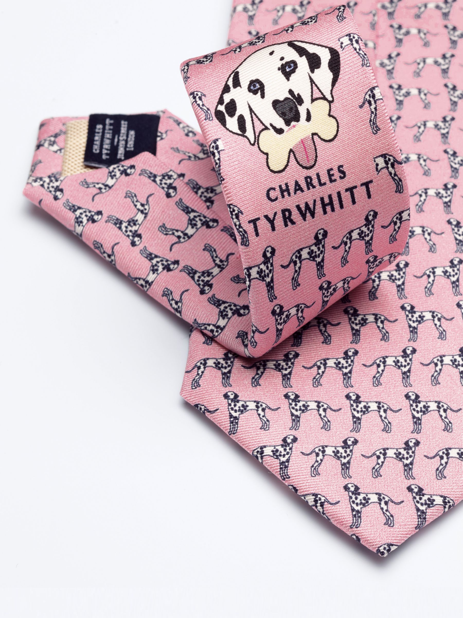 Charles Tyrwhitt Dalmation Print Silk Tie, Pink at John Lewis & Partners