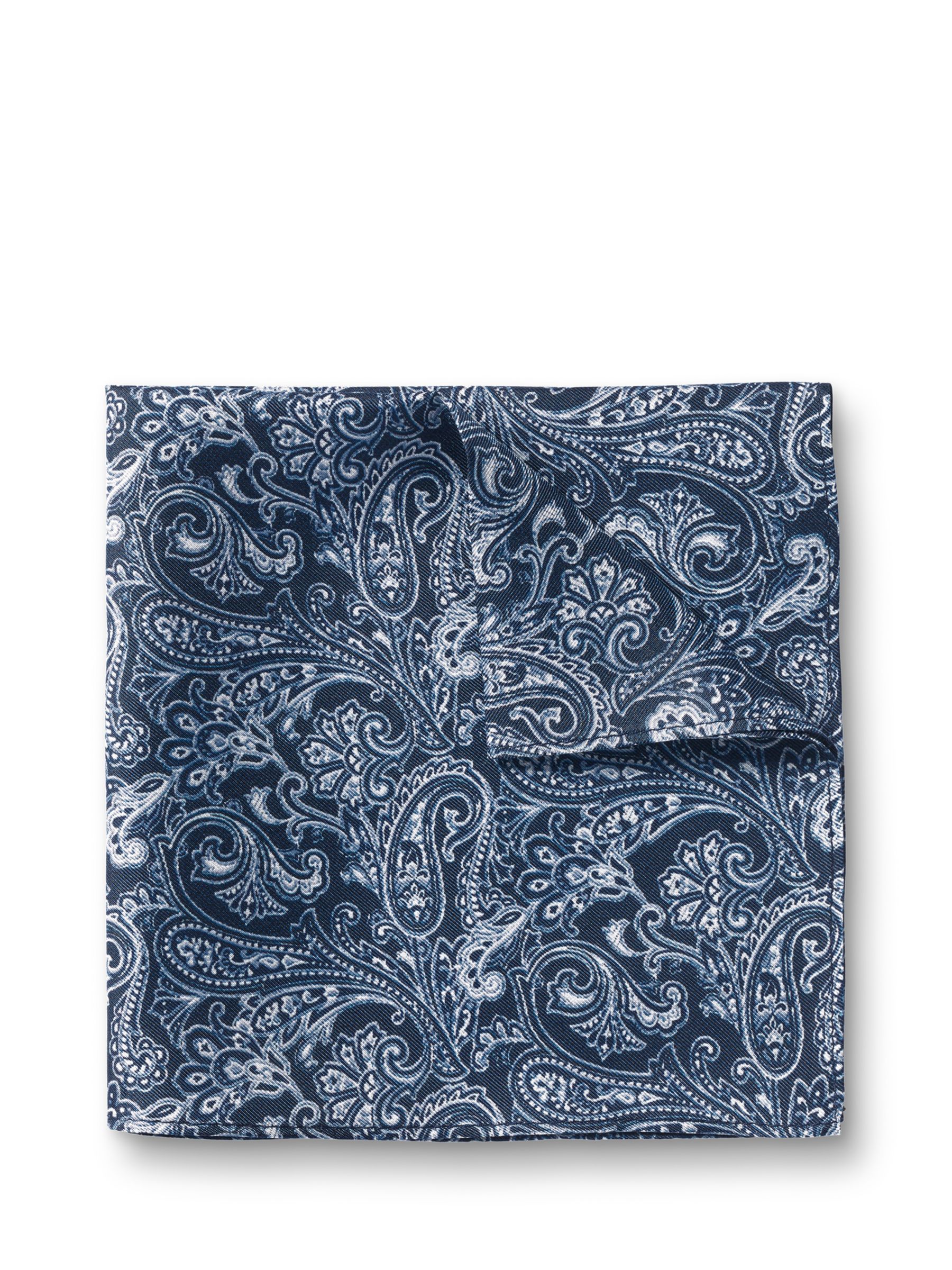 Charles Tyrwhitt Paisley Silk Pocket Square, Indigo Blue/White at John ...