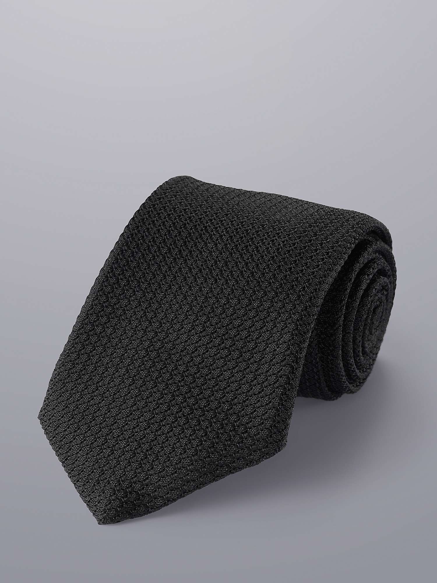 Buy Charles Tyrwhitt Grenadine Italian Silk Tie, Black Online at johnlewis.com