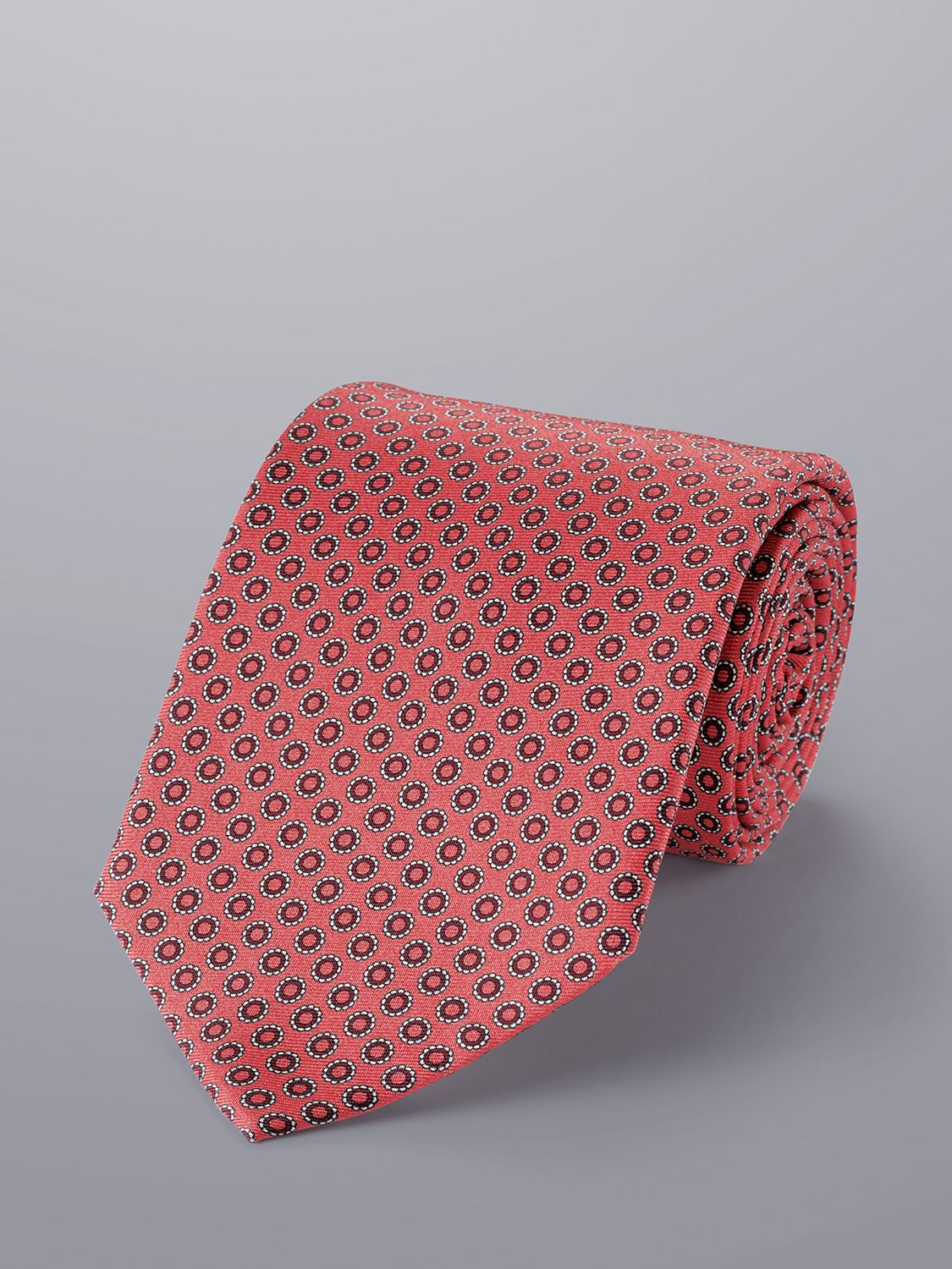 Charles Tyrwhitt Circle Print Silk Tie, Coral Pink at John Lewis & Partners