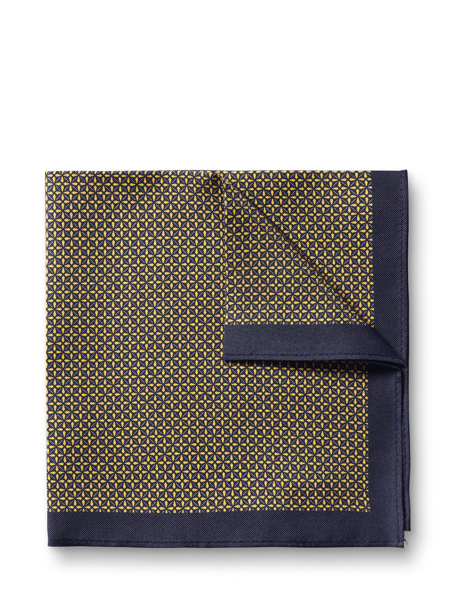 Charles Tyrwhitt Geometric Silk Pocket Square, Yellow/Ocean Blue